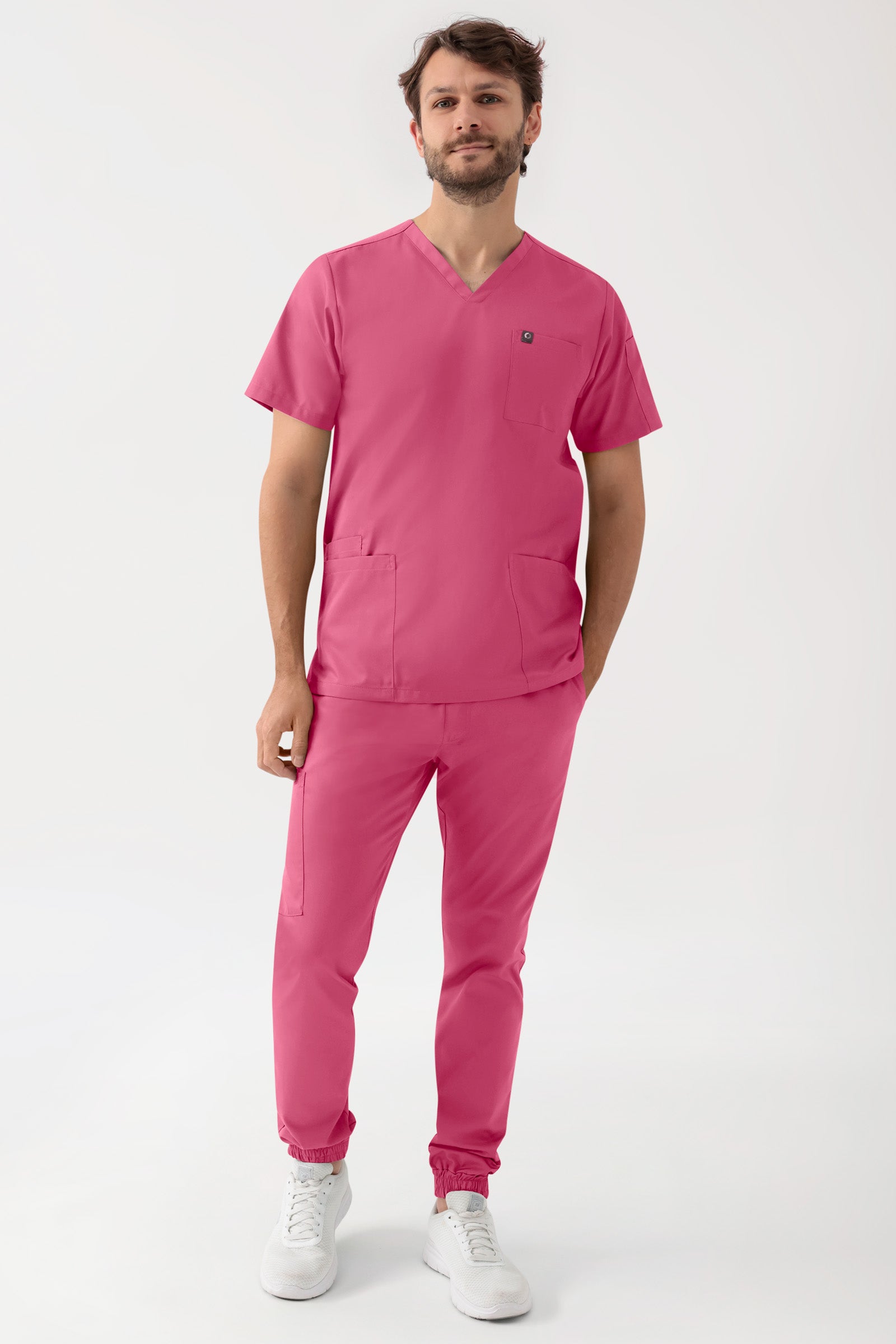 GREEN Stretch oversteektuniek heren - V-hals oud rose