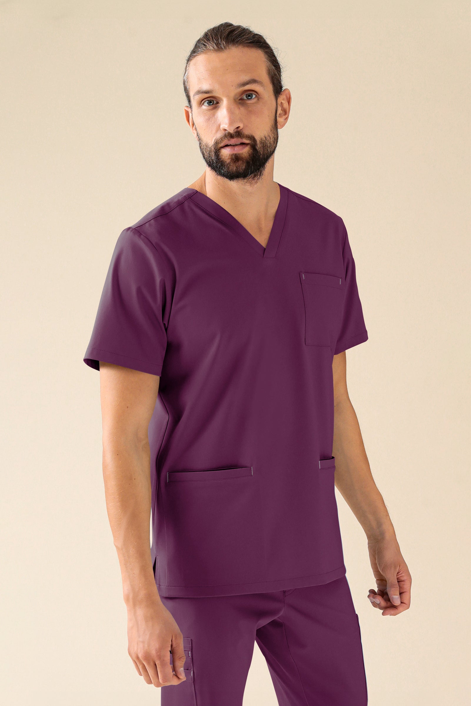 KAERE oversteektuniek heren - V-hals pruimen