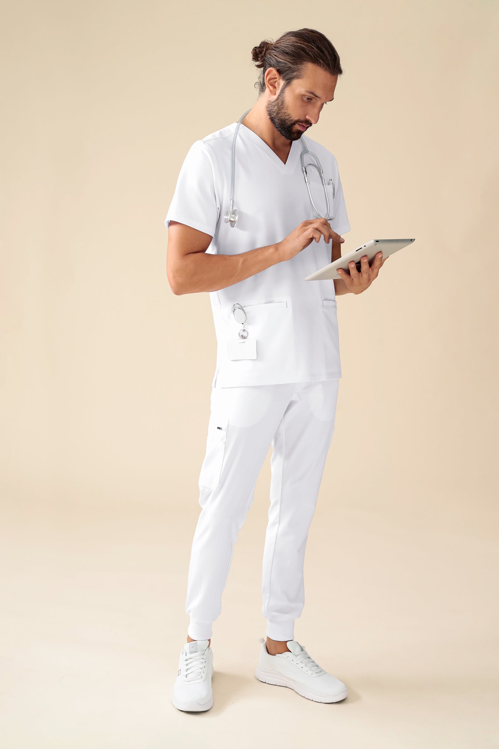 KAERE oversteektuniek heren - V-hals wit