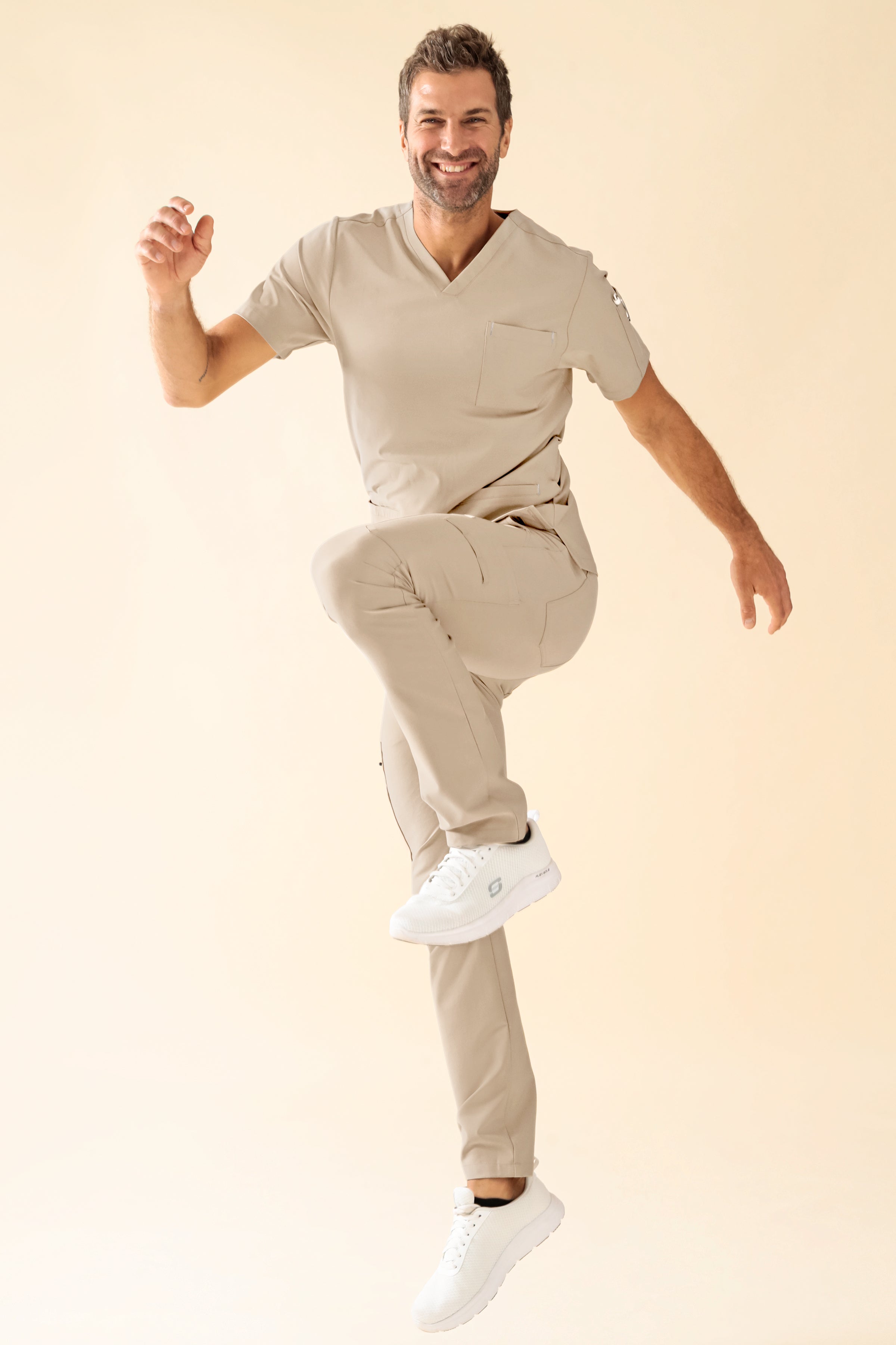 KAERE oversteektuniek heren - V-hals zand