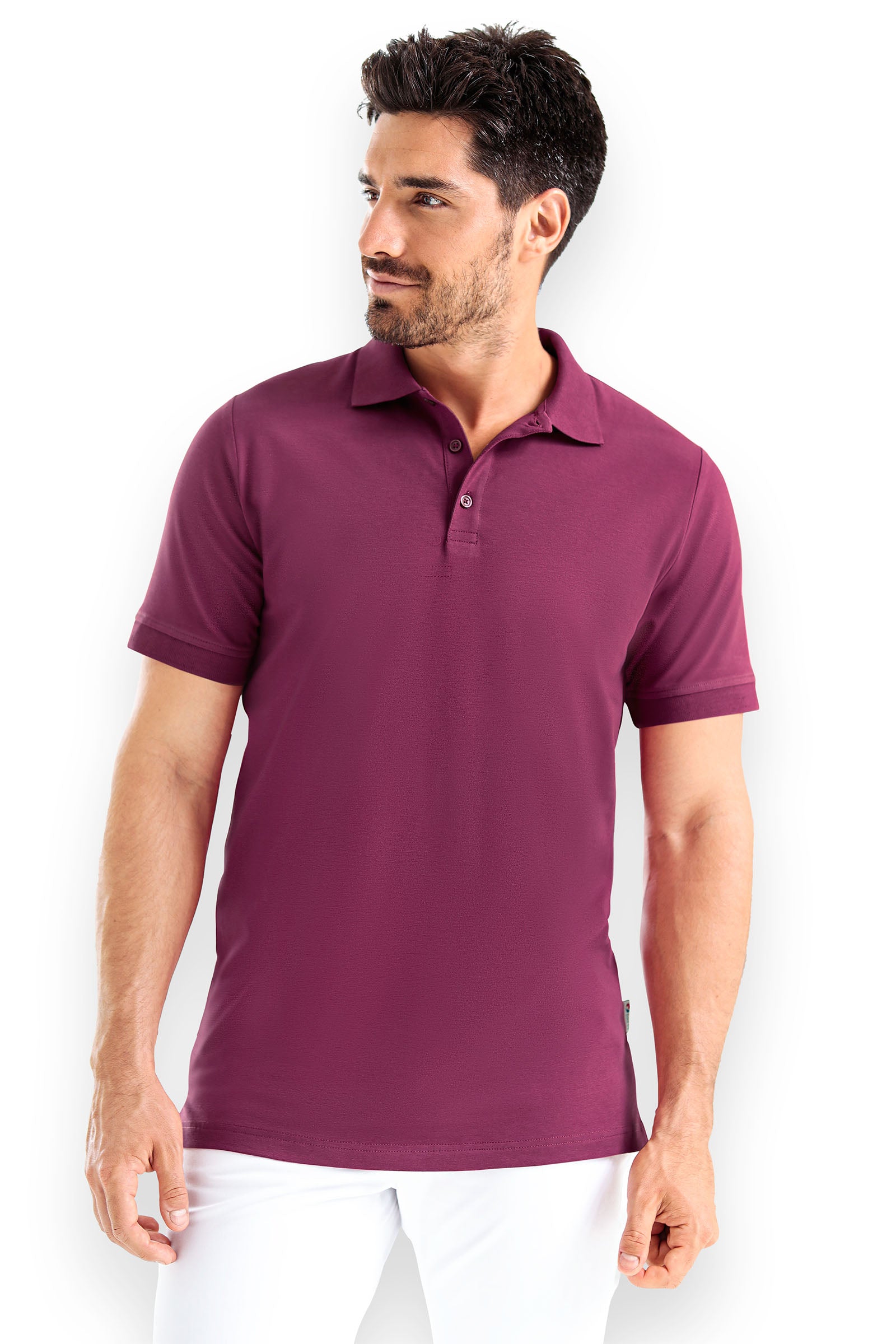 Stretch shirt heren - polokraag berry
