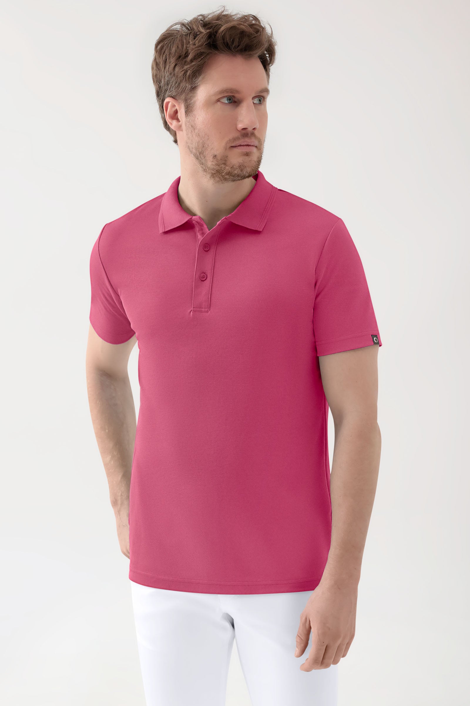 COMFY FLEX stretch shirt heren - polokraag oud rose, Voorzijde view 