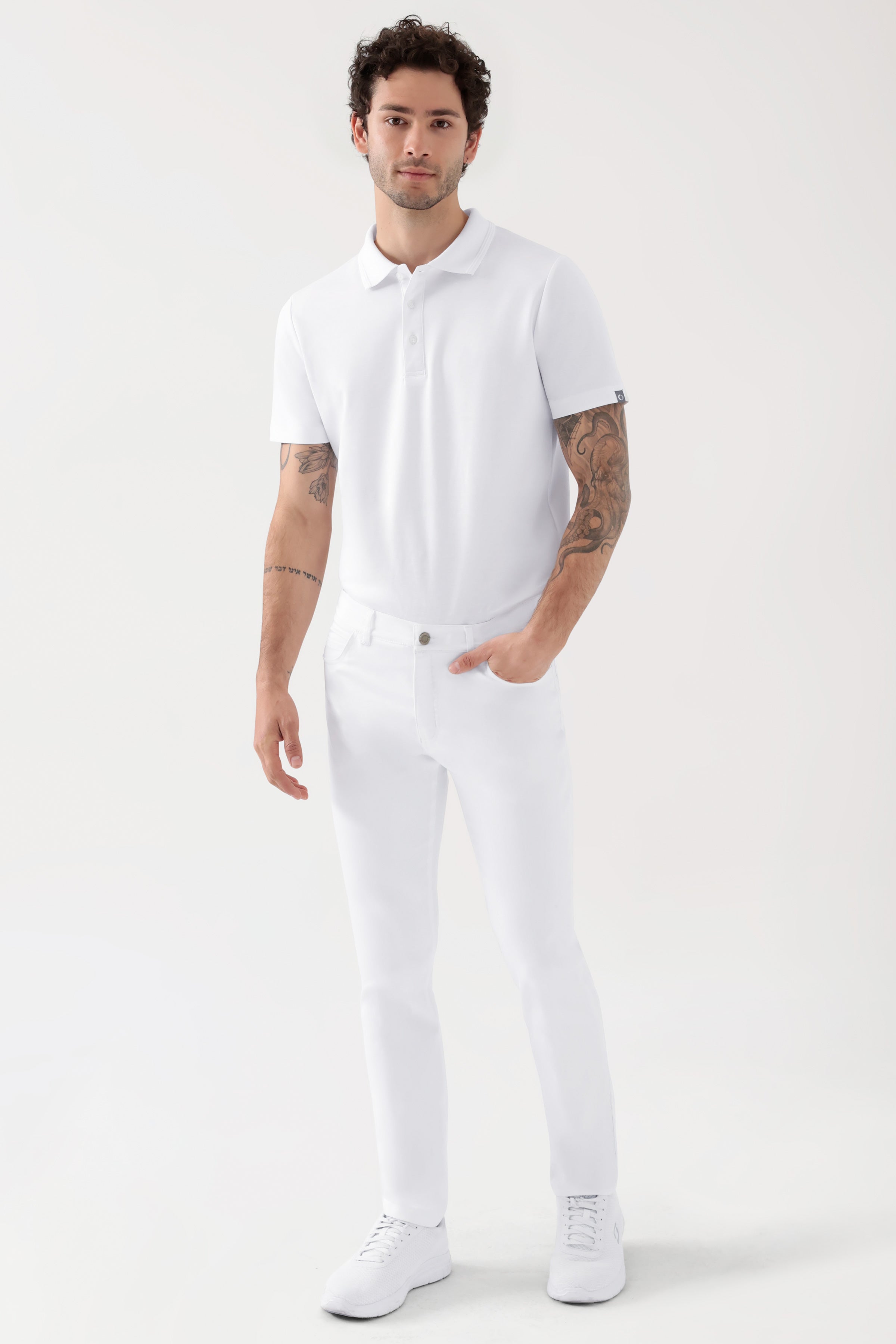COMFY FLEX 5-pocket broek heren - slanke pijp wit