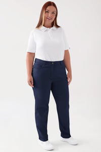 COMFY FLEX 5-pocket broek dames - rechte pijp navy