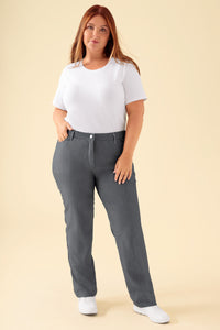 KAERE Damesbroek - 5-pocket donkergrijs melange