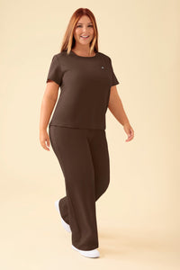 KAERE shirt dames - ronde hals coffee