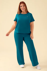 KAERE shirt dames - ronde hals petrol