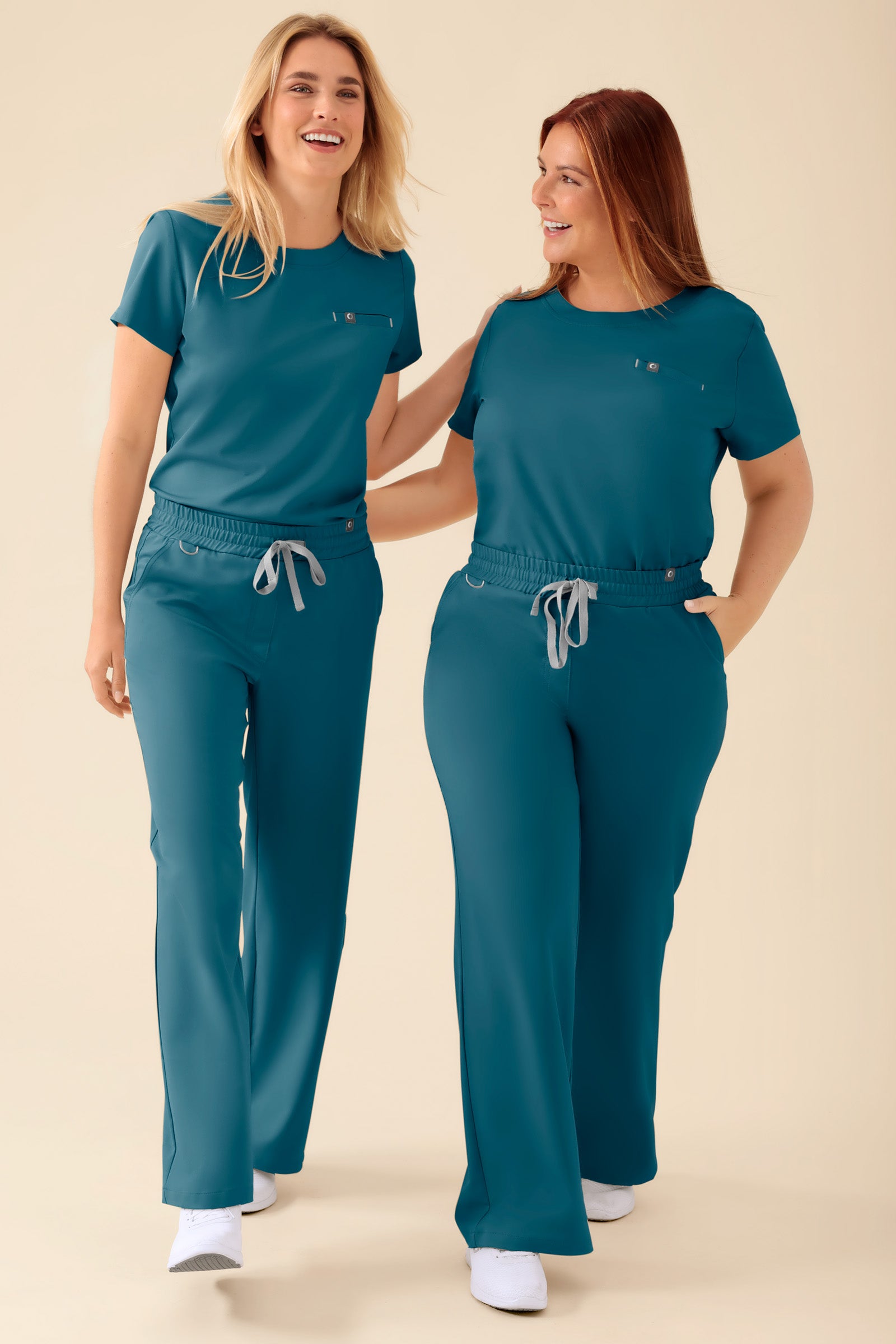 KAERE broek dames - wijd been petrol, Voorzijde view 