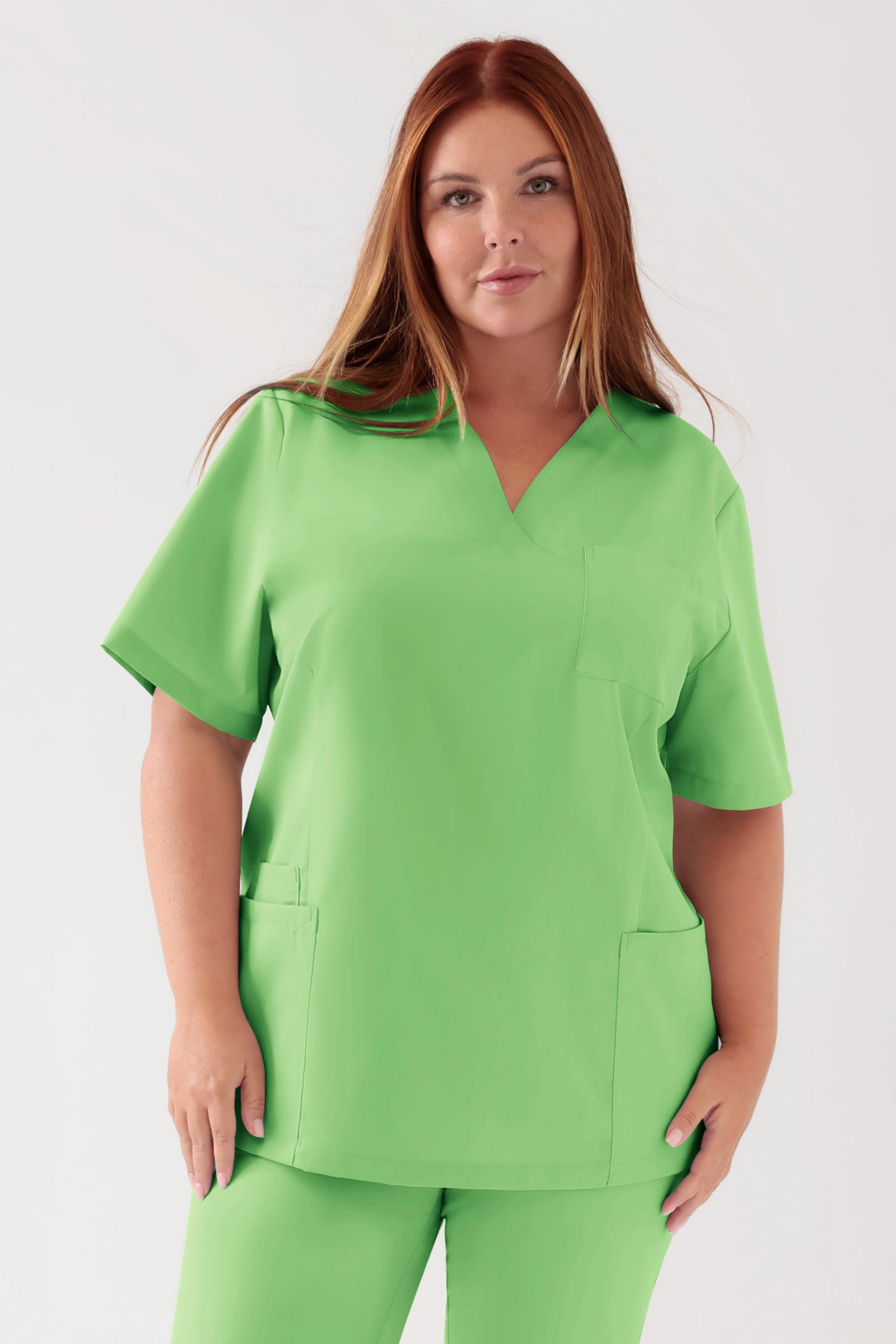 TENCEL™ oversteektuniek dames - V-hals appelgroen, Voorzijde view 