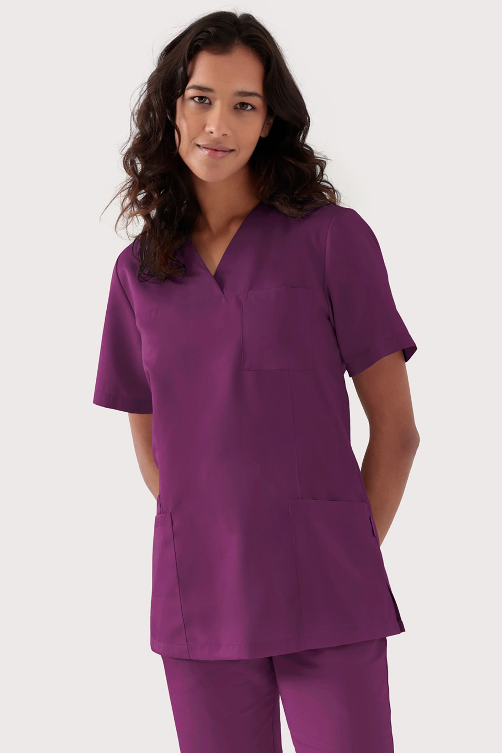 TENCEL™ oversteektuniek dames - V-hals black berry, Voorzijde view 