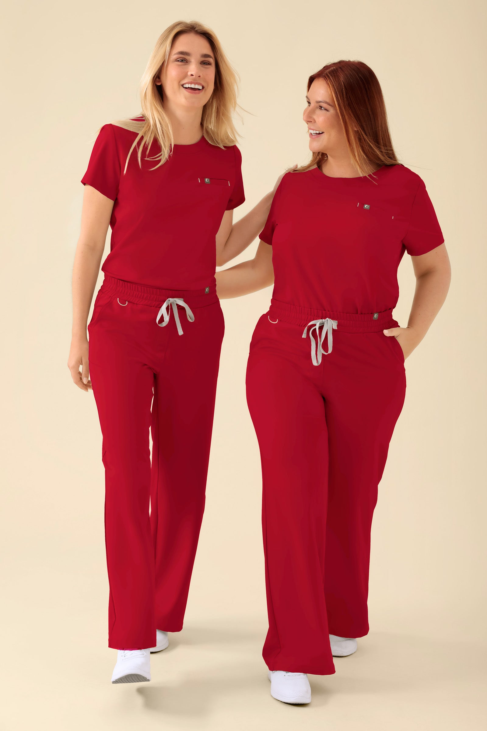 KAERE shirt dames - ronde hals rood, Voorzijde view 