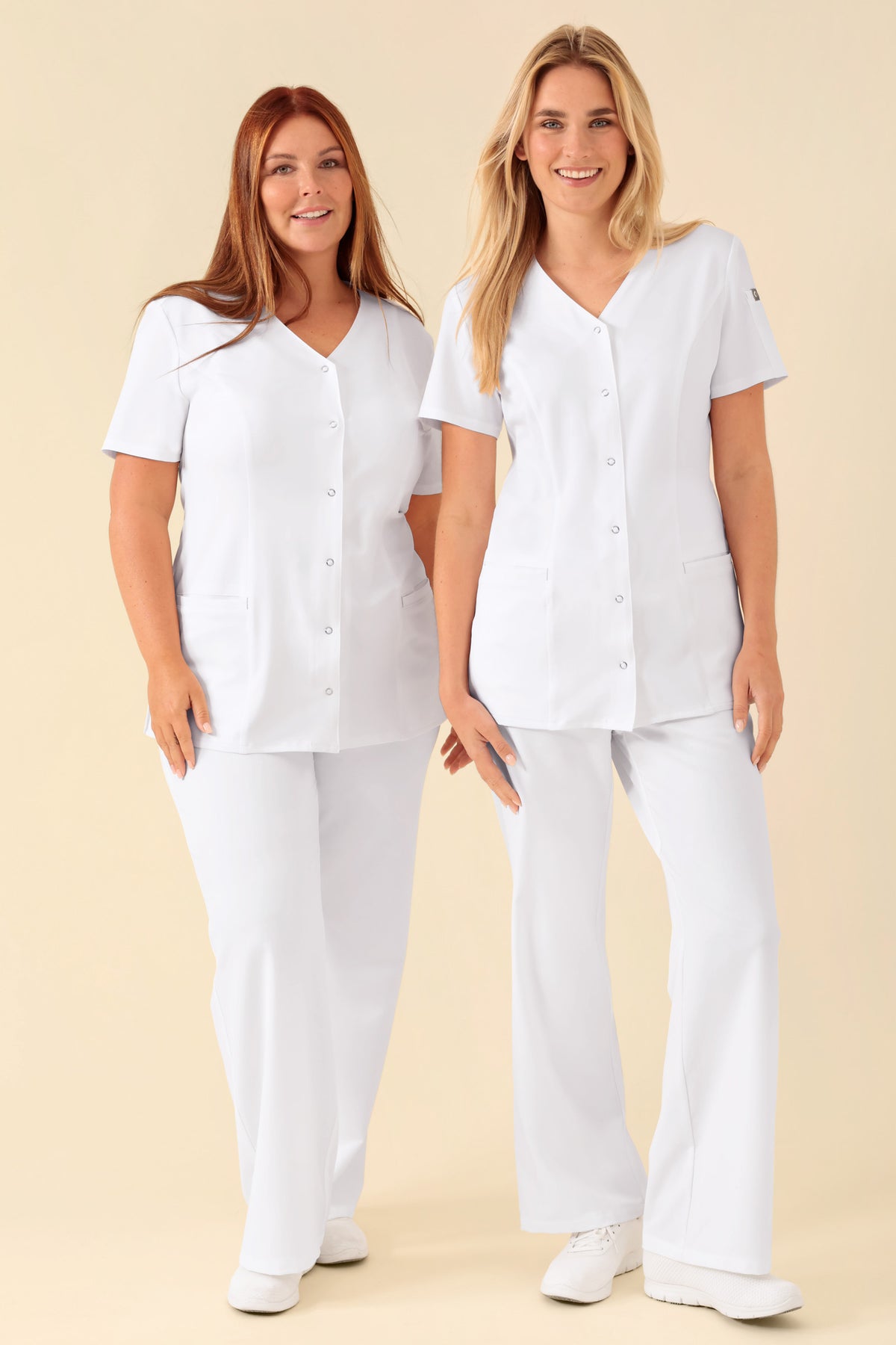 KAERE tuniek dames - drukknoopsluiting wit, Voorzijde view 