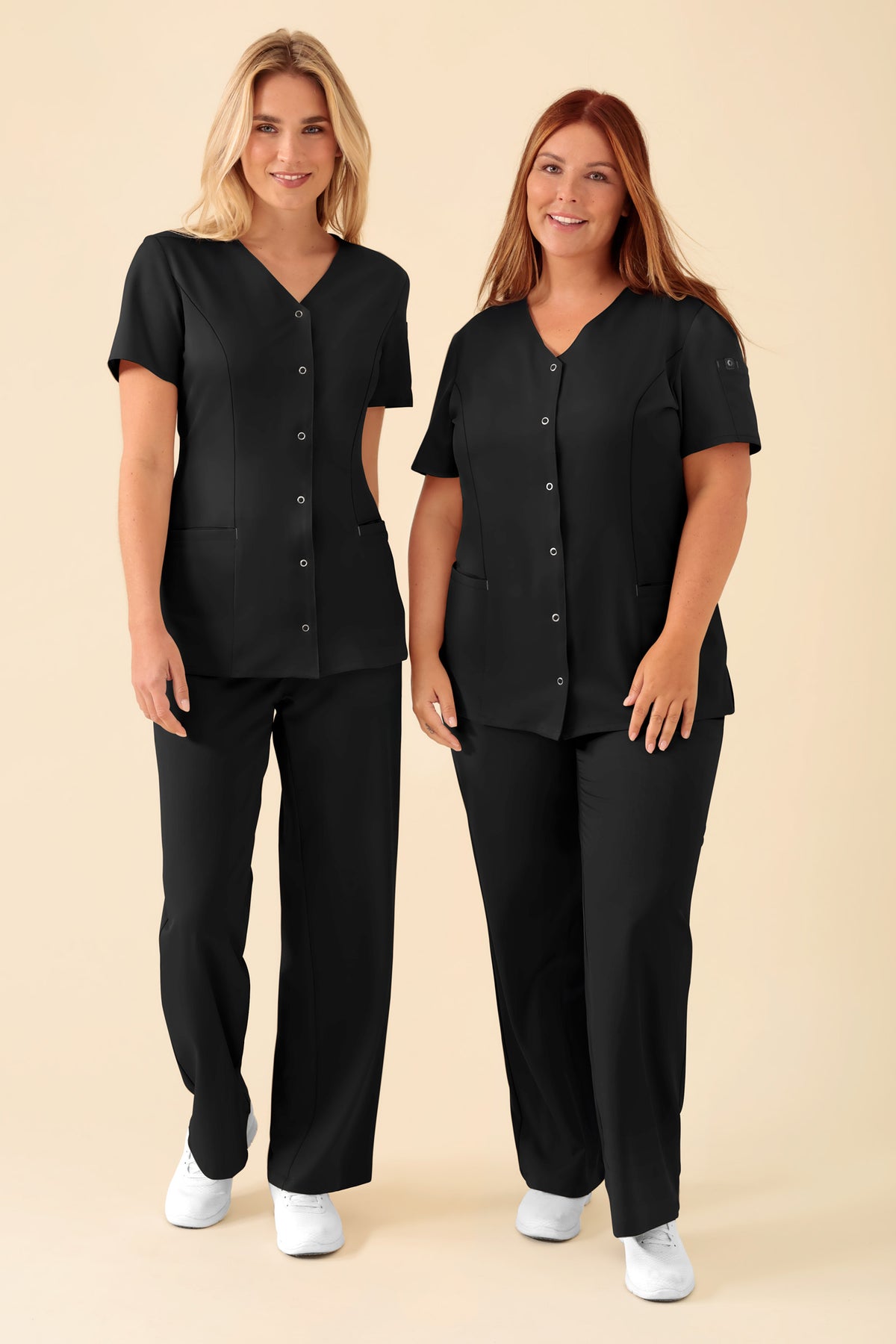 KAERE tuniek dames - drukknoopsluiting zwart, Voorzijde view 