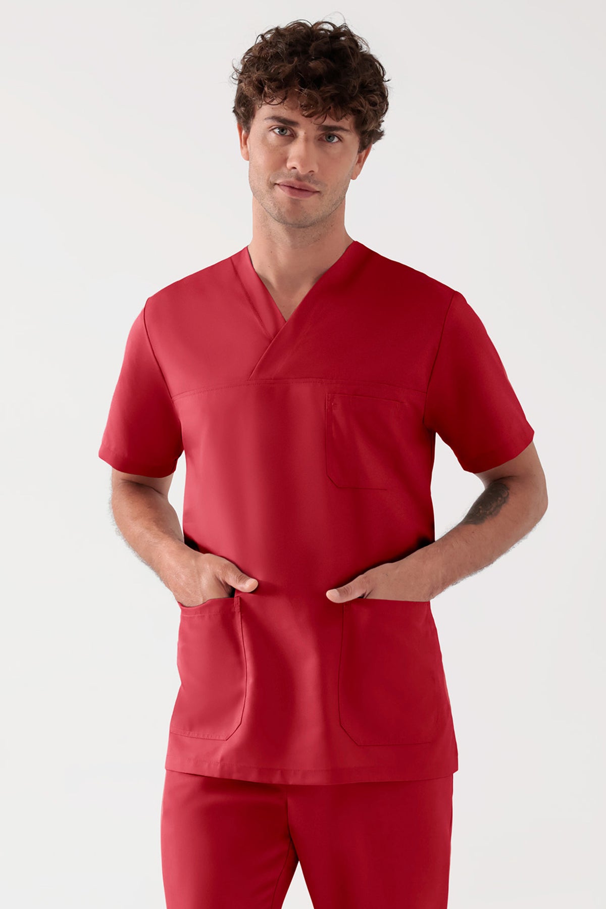 TENCEL™ oversteektuniek heren - V-hals rood
