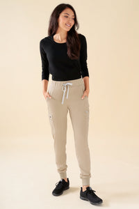 KAERE broek dames - zoom met elastische boord en beenzak zand