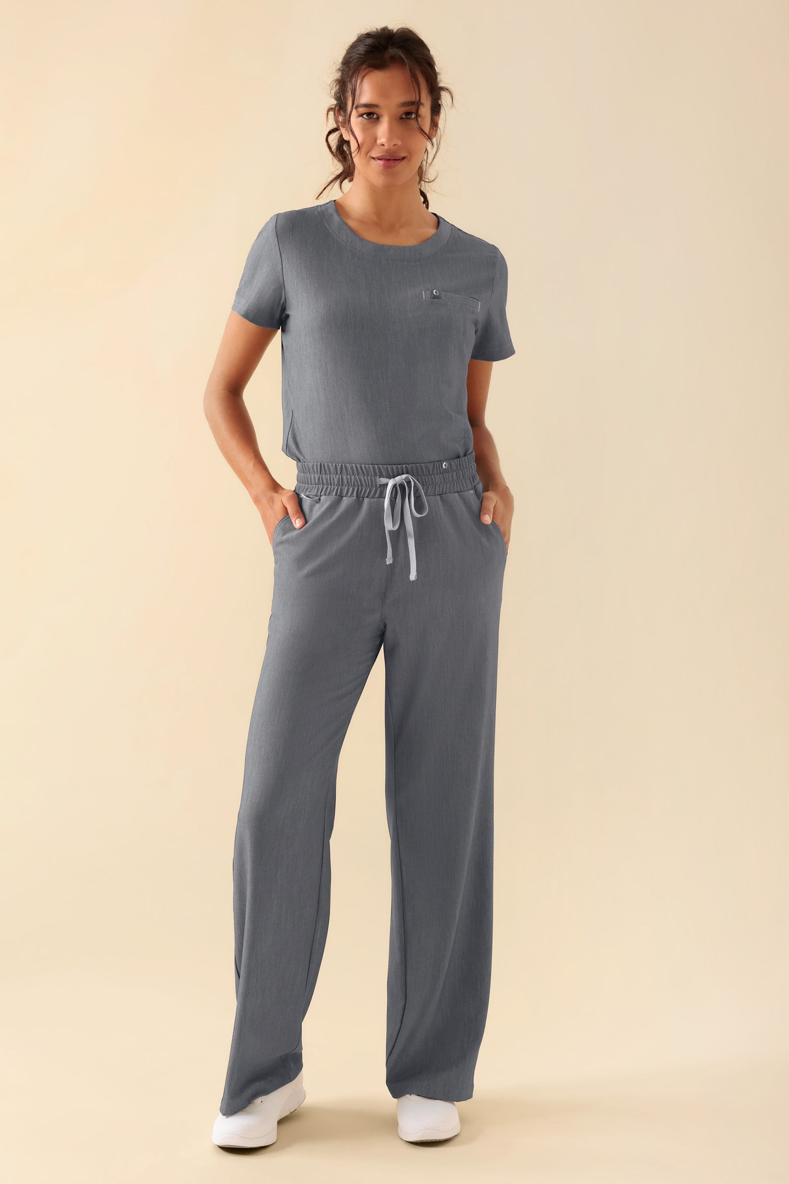 KAERE broek dames - wijd been grijs melange