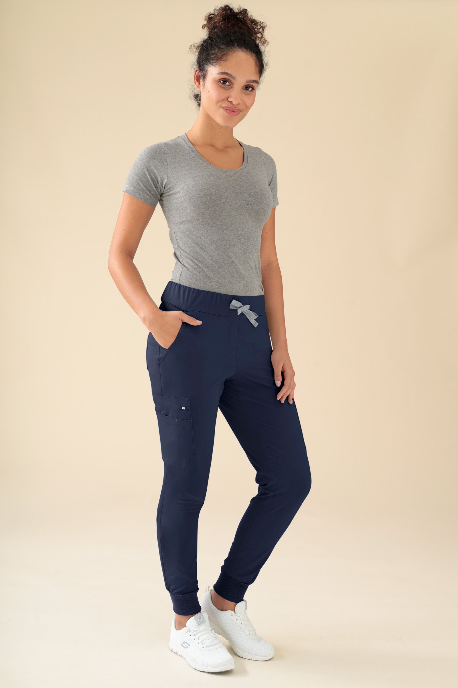 KAERE broek dames - zoom met elastische boord en beenzak navy