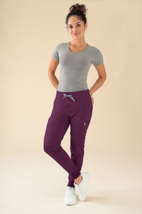 KAERE broek dames - zoom met elastische boord en beenzak pruimen