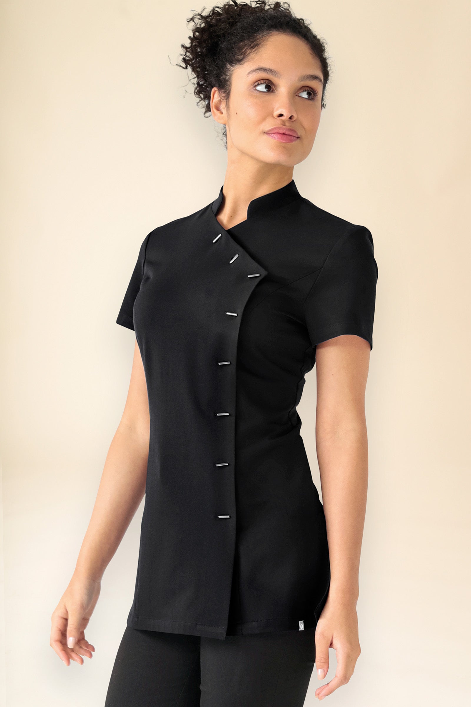 KAERE tuniek dames - asymetrische knoopsluiting zwart