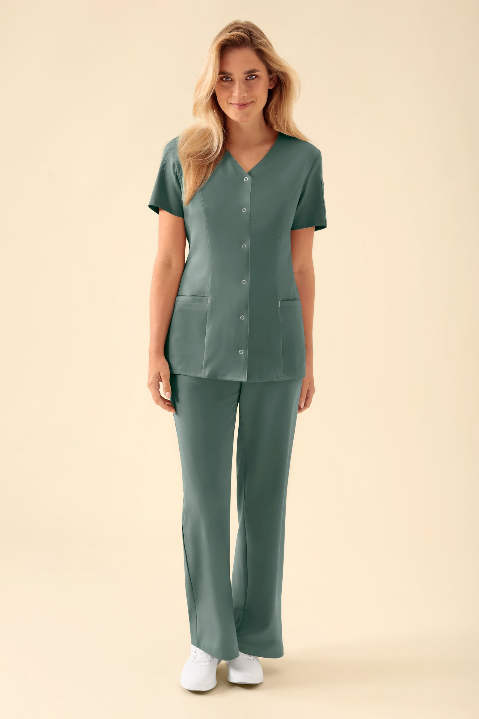 KAERE tuniek dames - drukknoopsluiting donkergroen