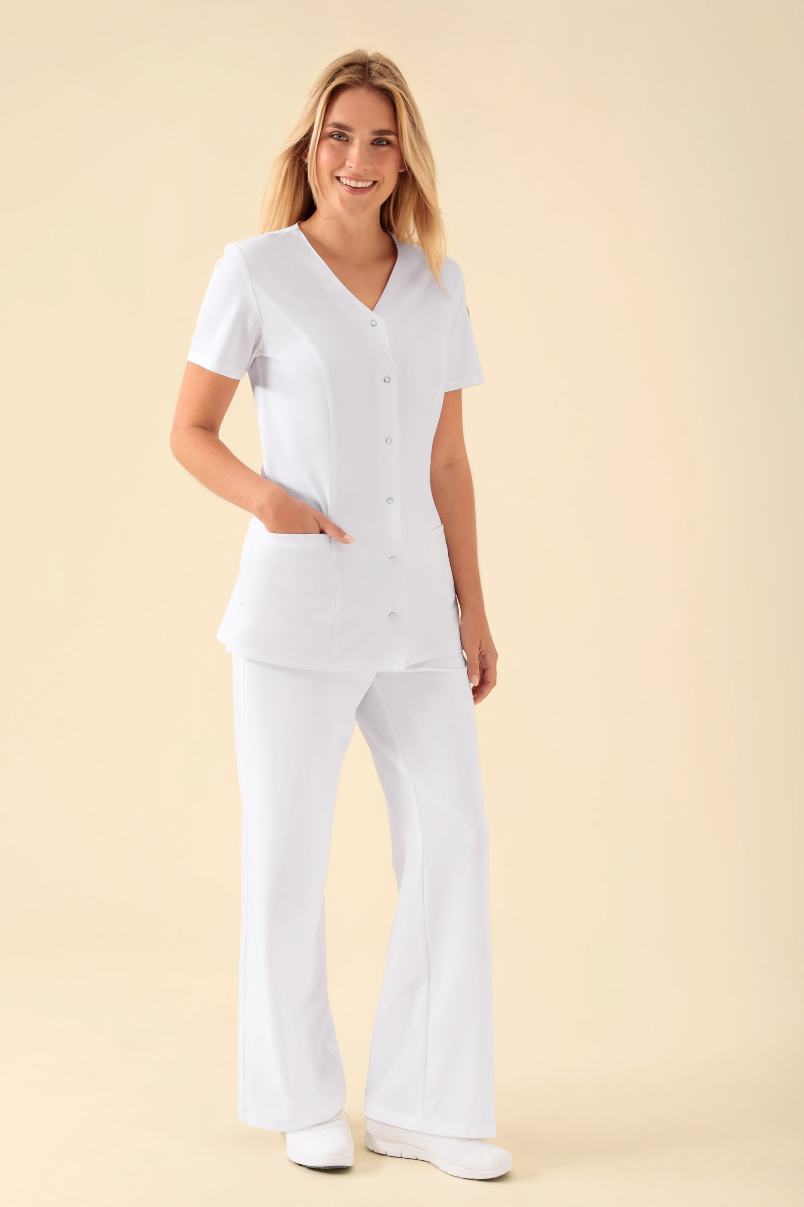 KAERE tuniek dames - drukknoopsluiting wit