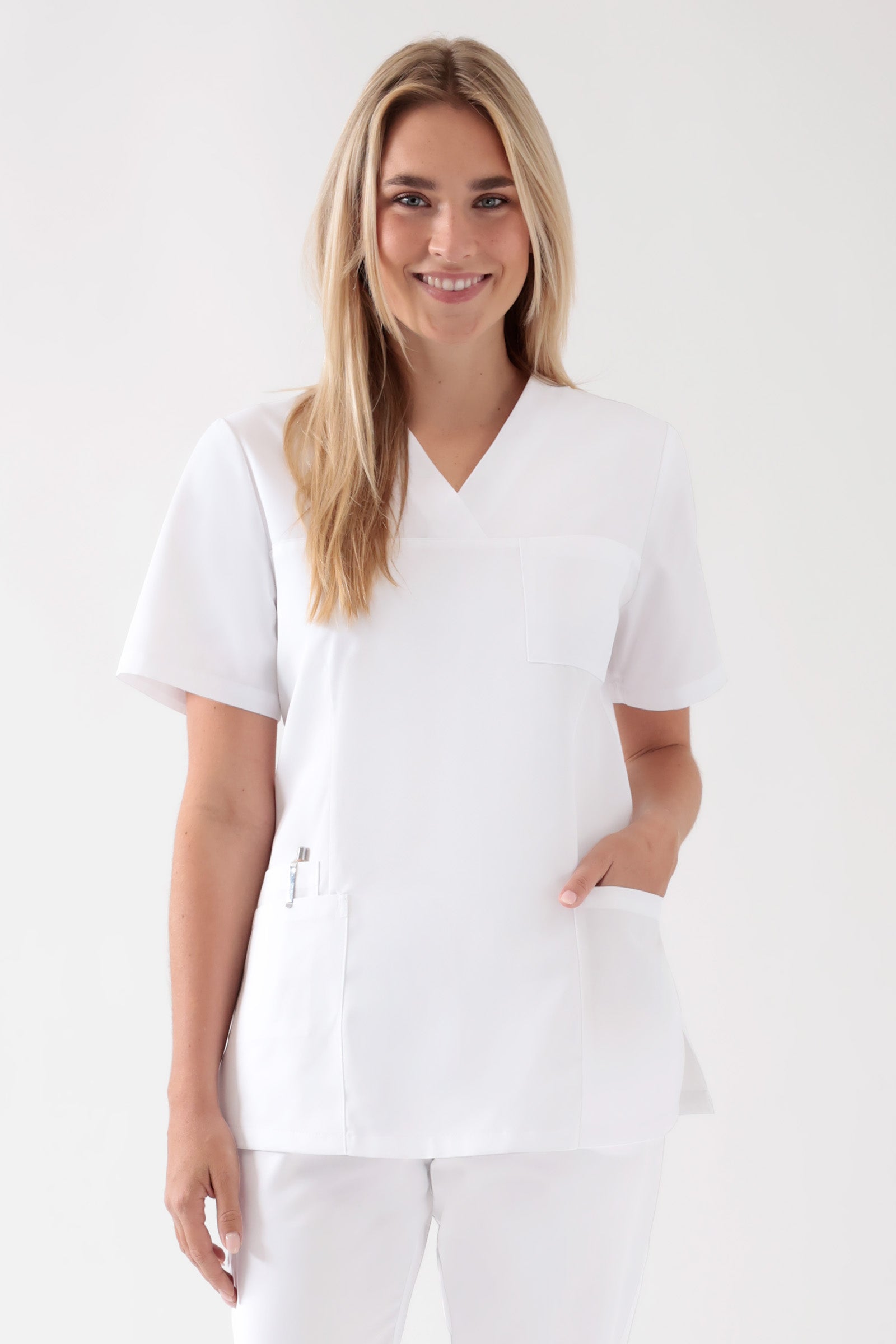 TENCEL™ oversteektuniek dames - V-hals wit