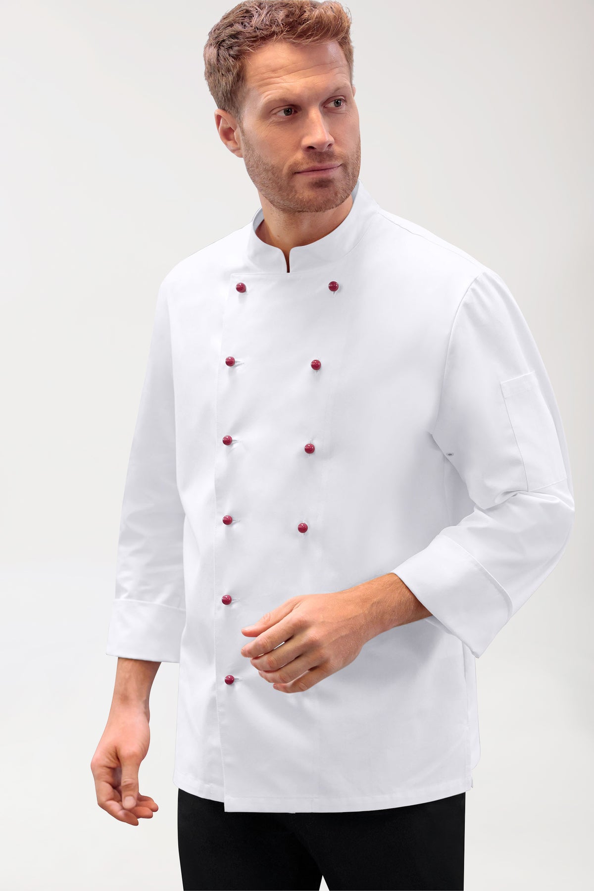 Gastro koksjas heren -6 knoops rij- 1/1 mouw wit