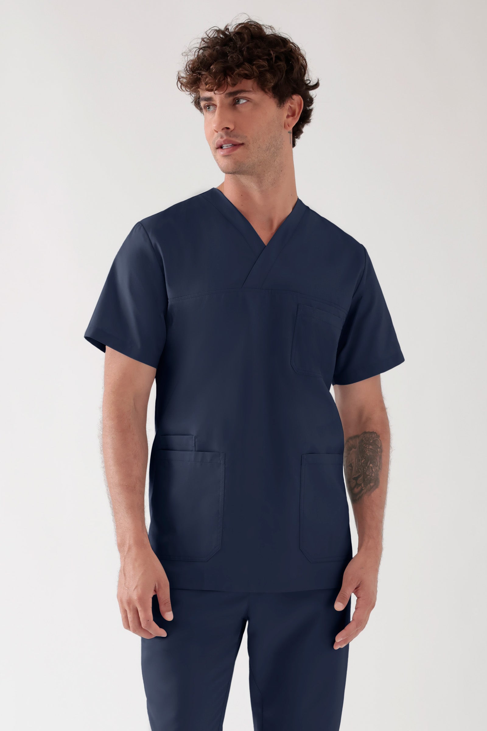 TENCEL™ oversteektuniek heren - V-hals navy