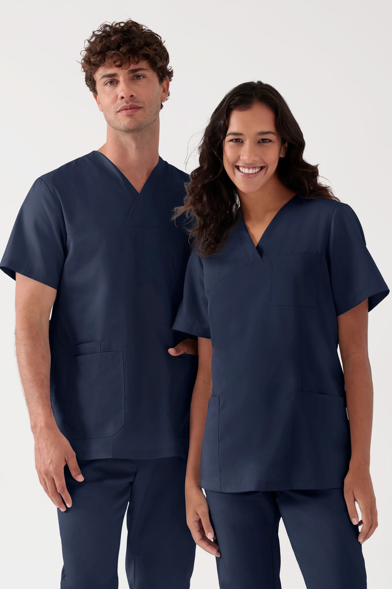 TENCEL™ oversteektuniek heren - V-hals navy, Voorzijde view 