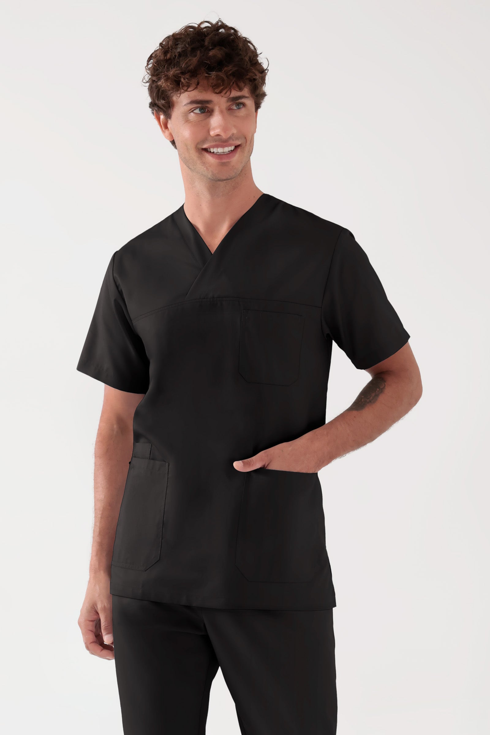 TENCEL™ oversteektuniek heren - V-hals zwart