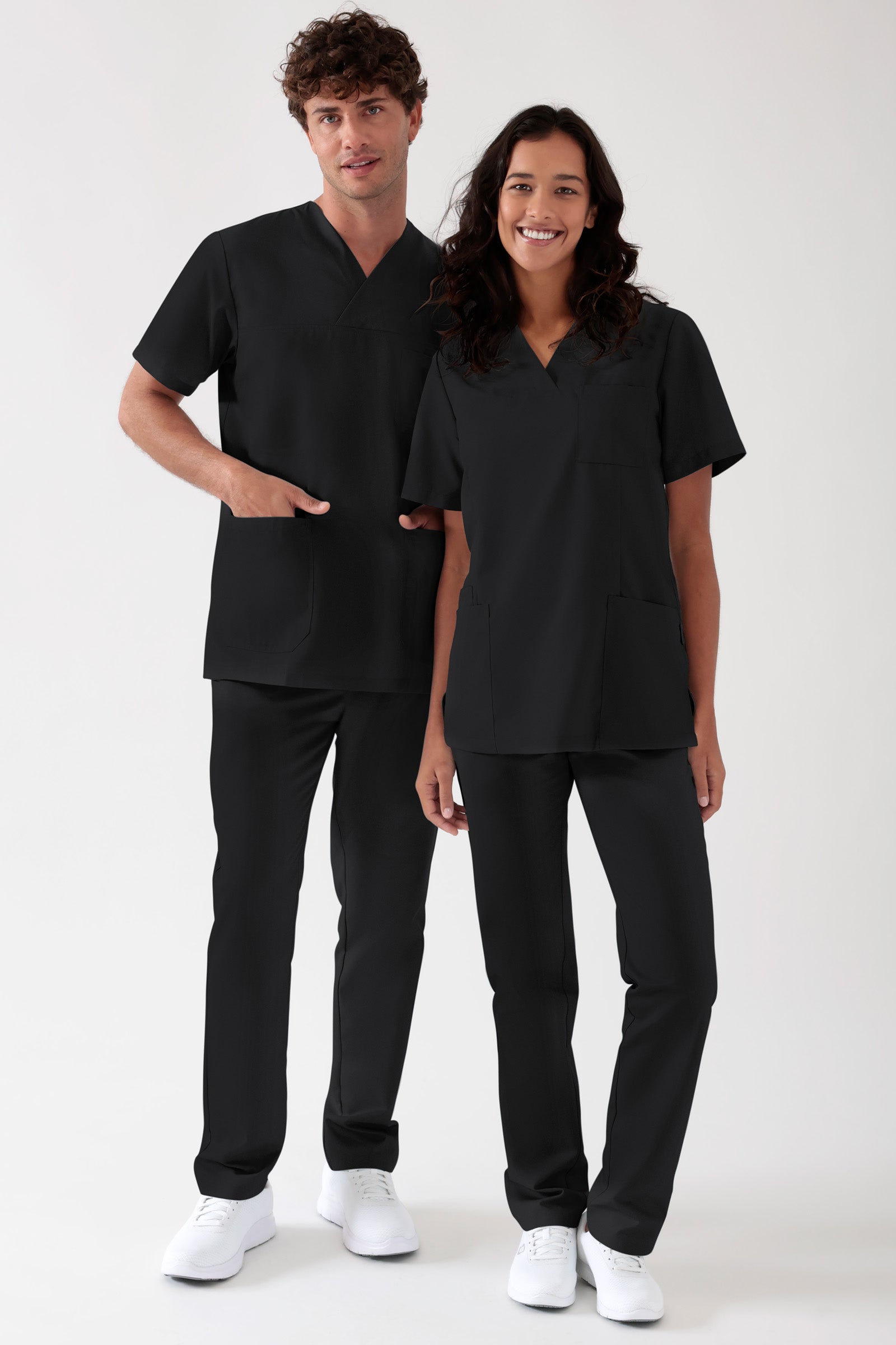 TENCEL™ oversteektuniek heren - V-hals zwart, Voorzijde view 