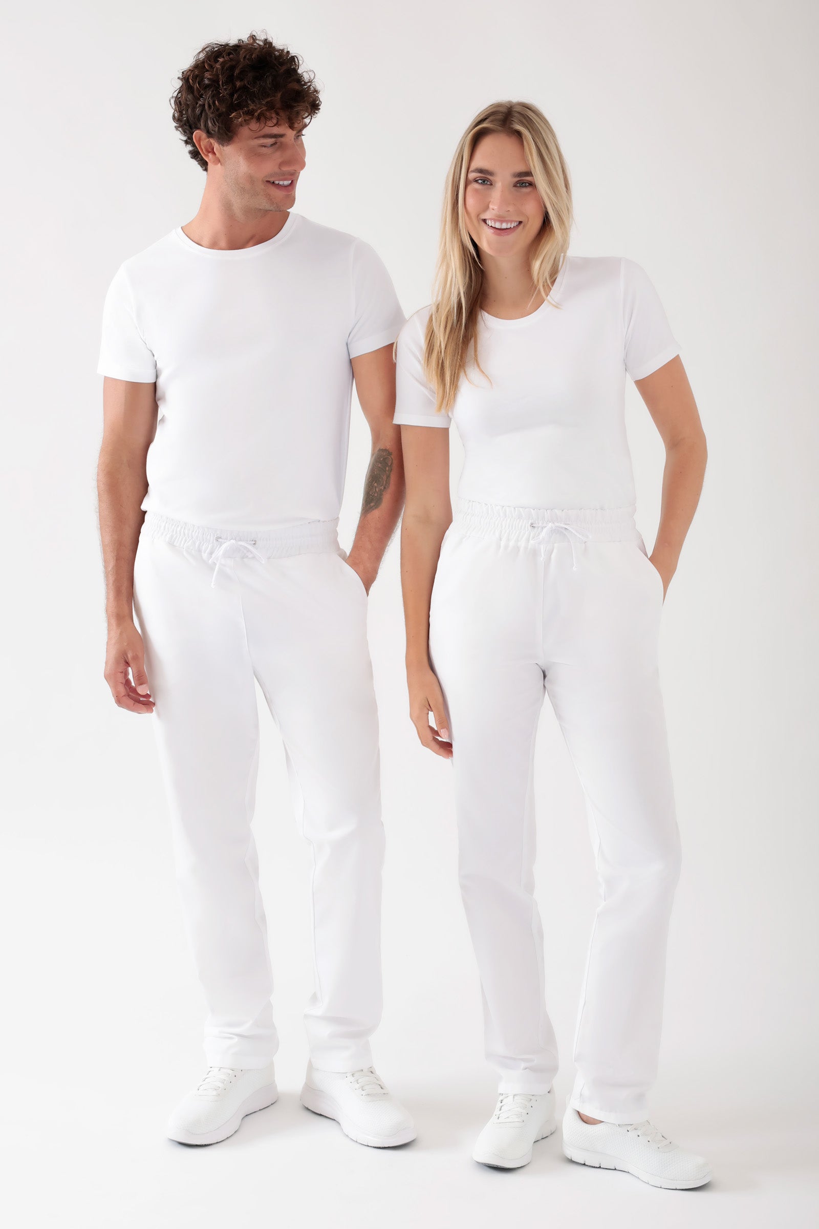 TENCEL™ broek uniseks - elastische boord wit