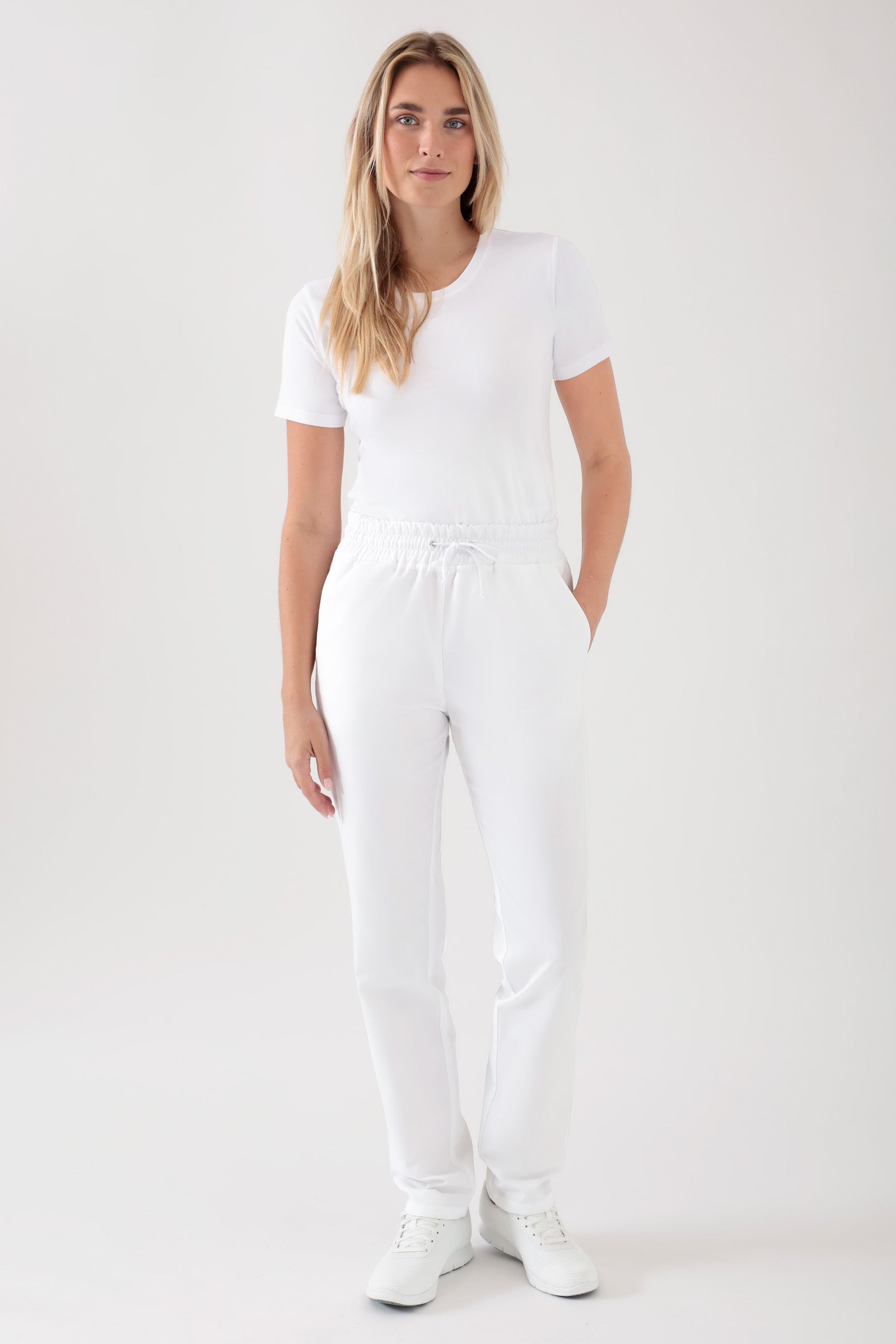 TENCEL™ broek uniseks - elastische boord wit