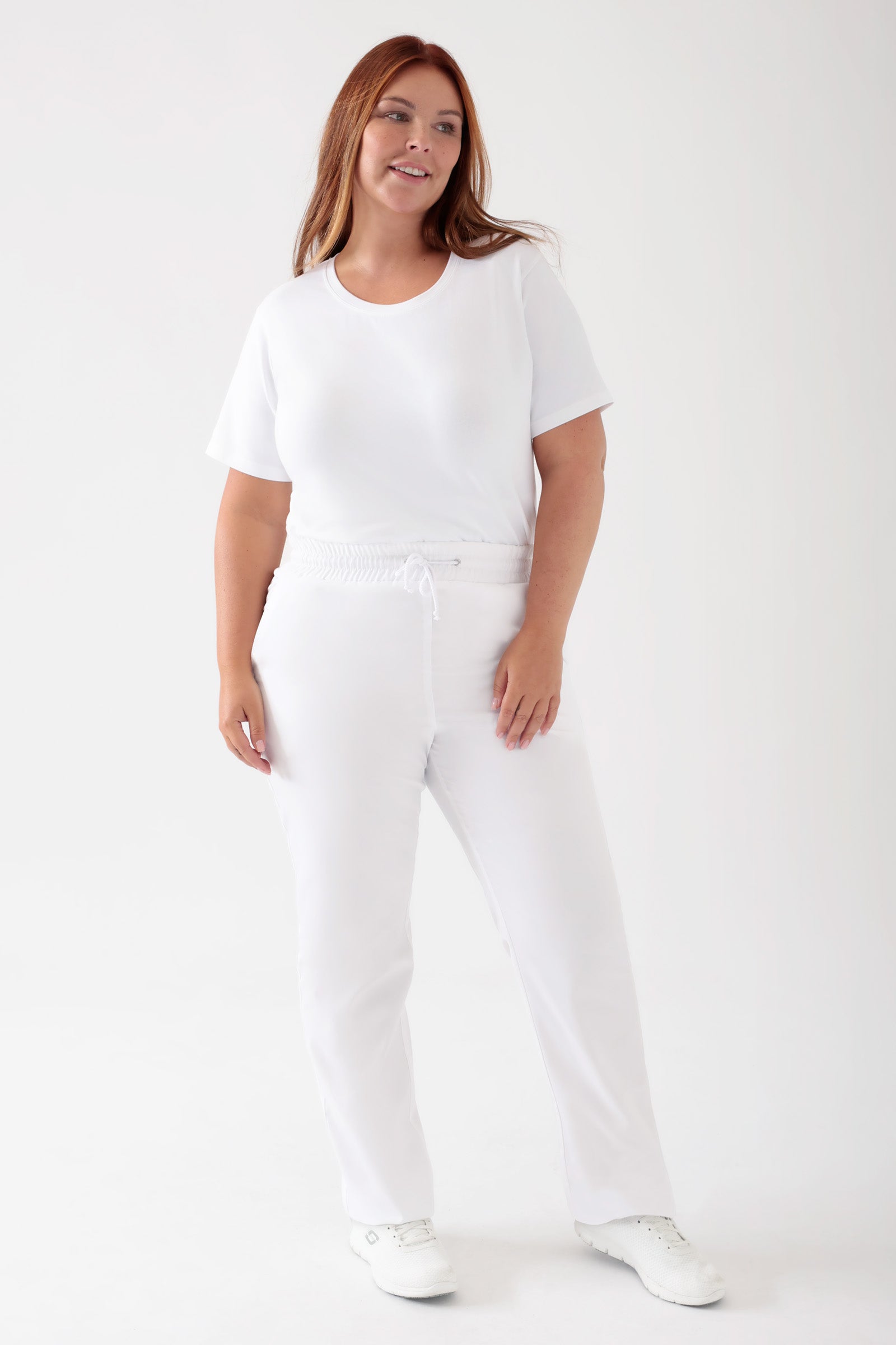 TENCEL™ broek uniseks - elastische boord wit, Voorzijde view 