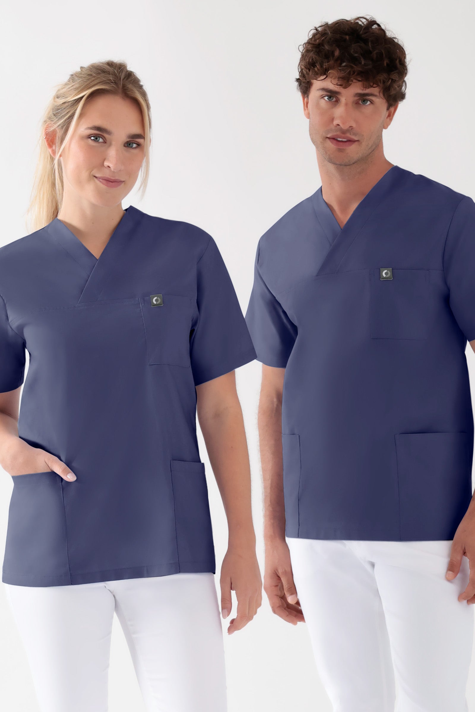Katoenen oversteektuniek unisex - 2-pack light navy, Voorzijde view 