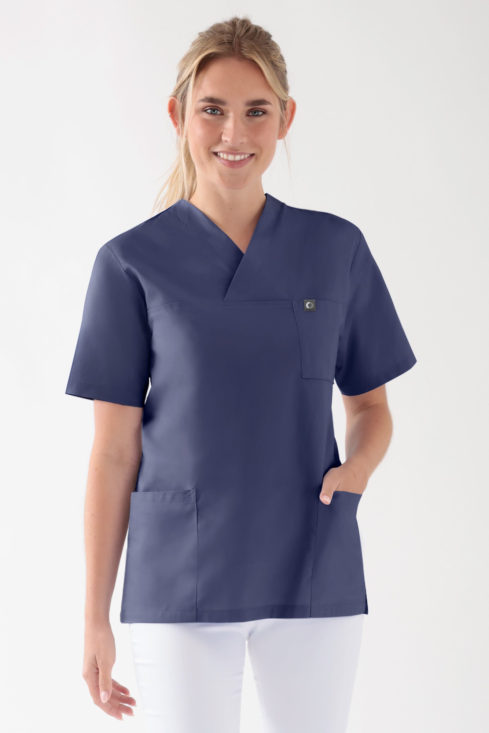 Katoenen oversteektuniek unisex - 2-pack light navy, Voorzijde view 