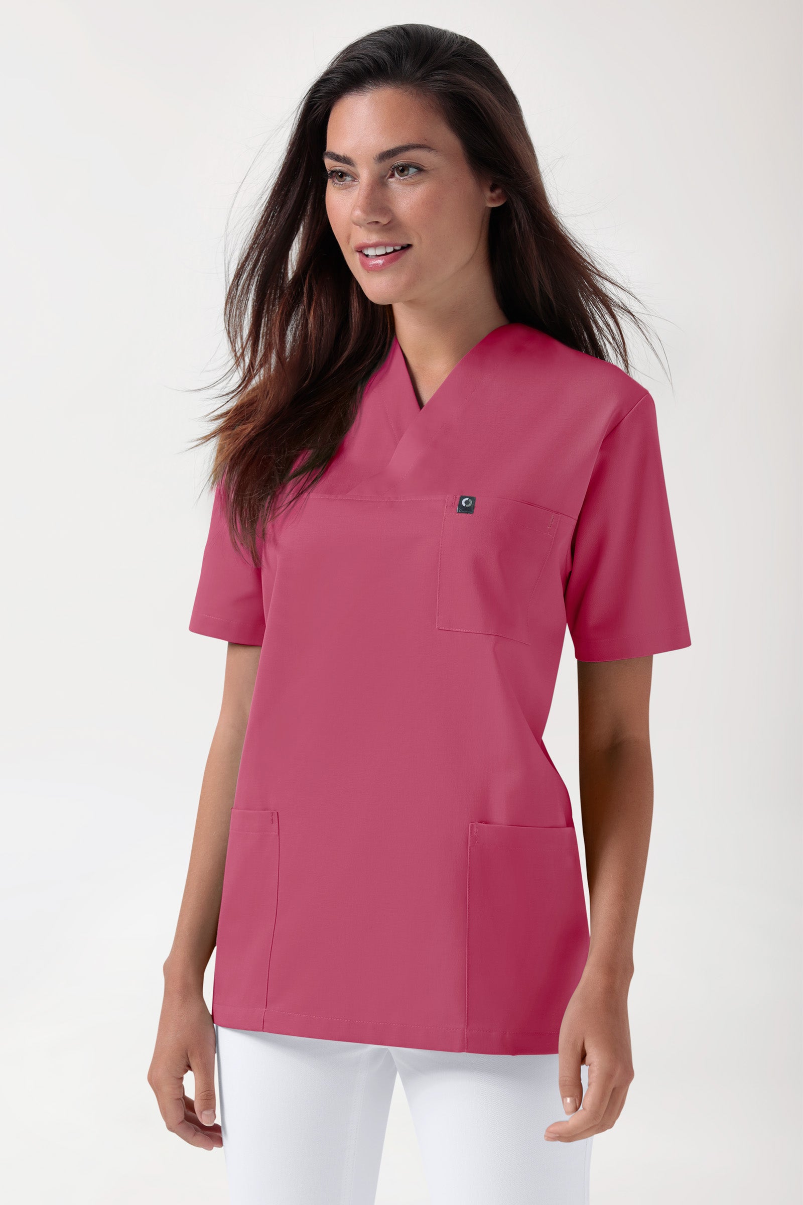 GREEN Stretch oversteektuniek uniseks - V-hals oud rose