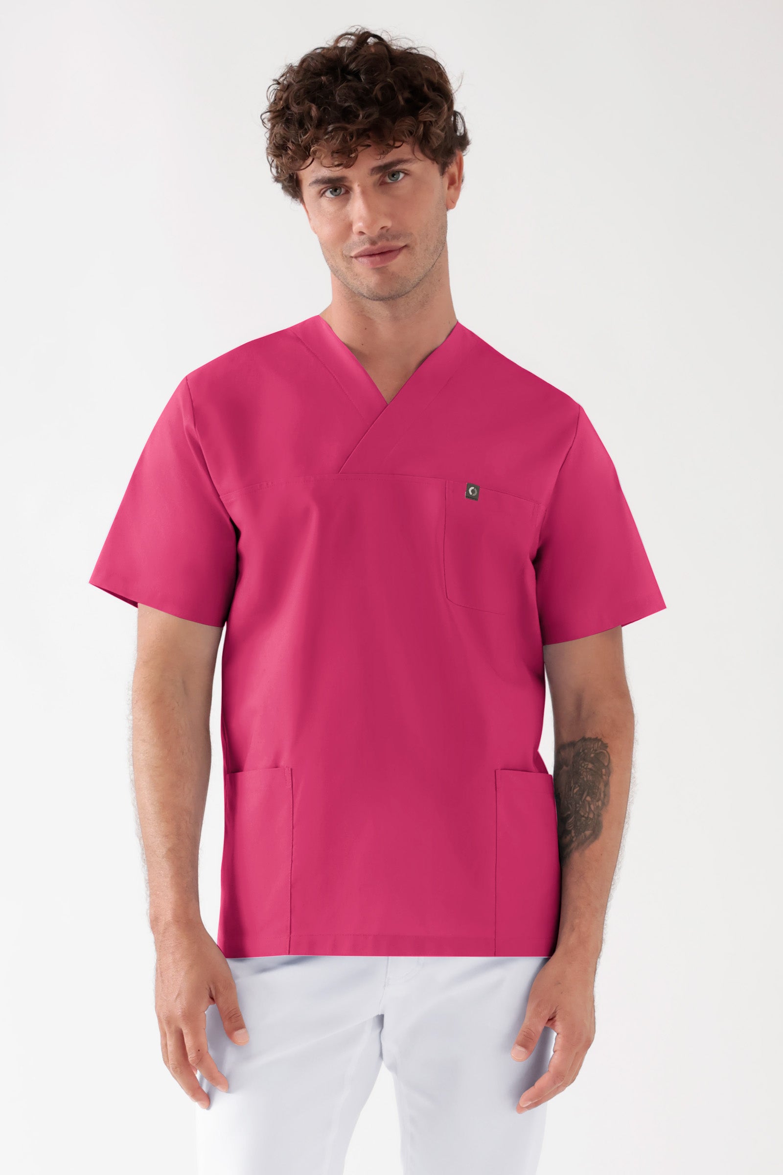 Katoenen oversteektuniek unisex - 2-pack pink, Voorzijde view 