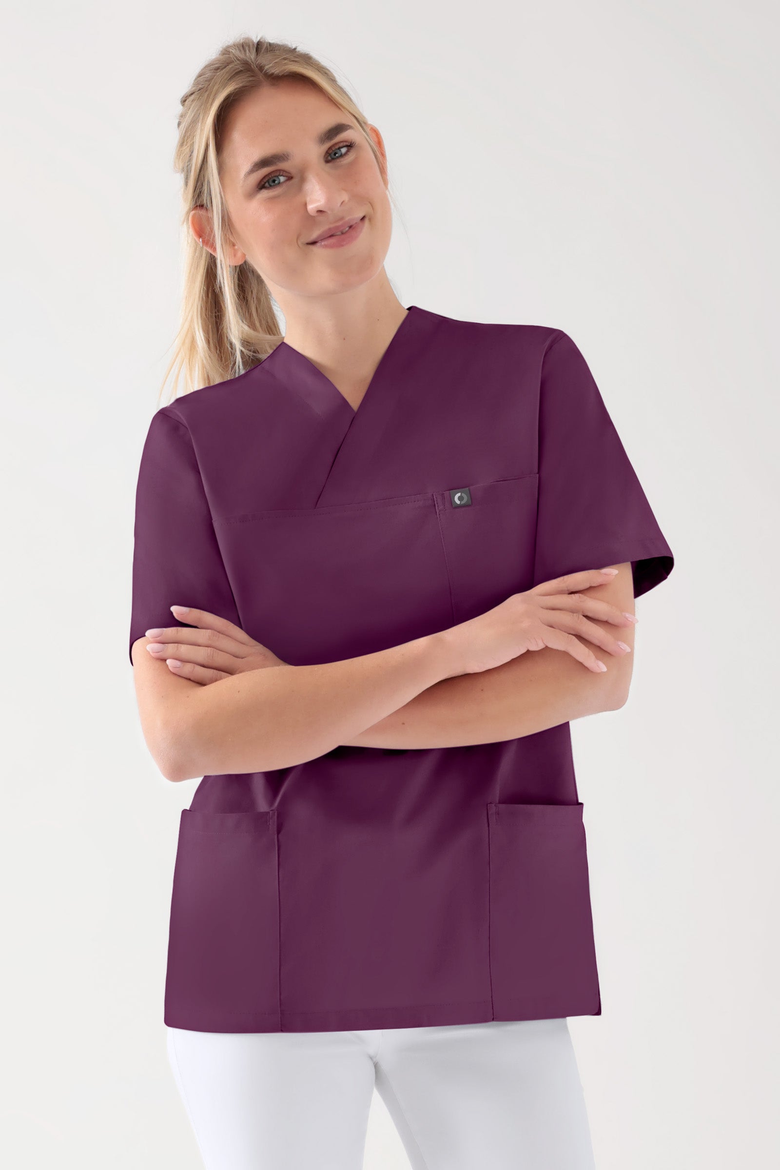 Katoenen oversteektuniek unisex - 2-pack pruimen, Voorzijde view 