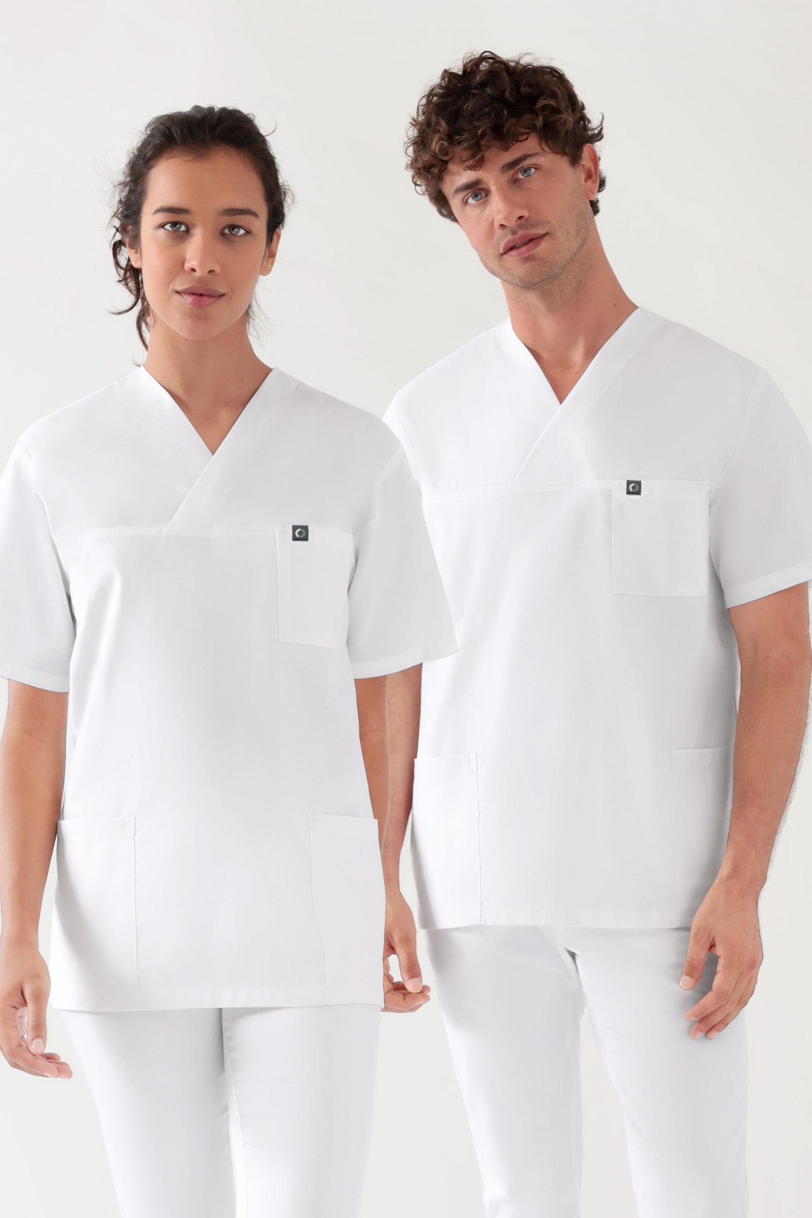 Katoenen oversteektuniek unisex - 2-pack wit, Voorzijde view 