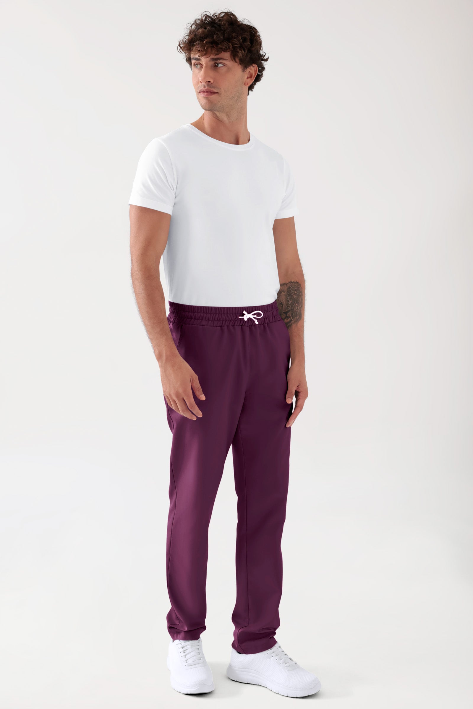 TENCEL™ broek heren - elastische boord black berry, Voorzijde view 