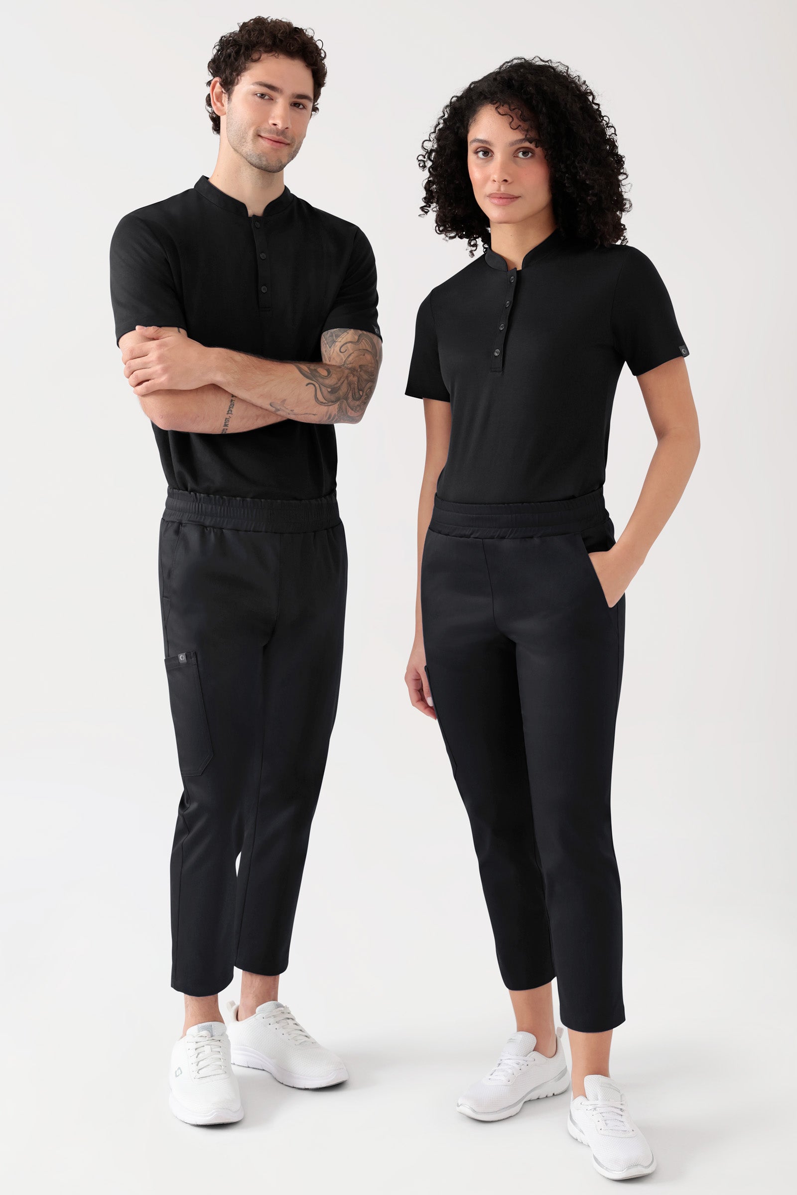 COMFY FLEX Stretch broek Unisex - 7/8 Lengte zwart, Voorzijde view 