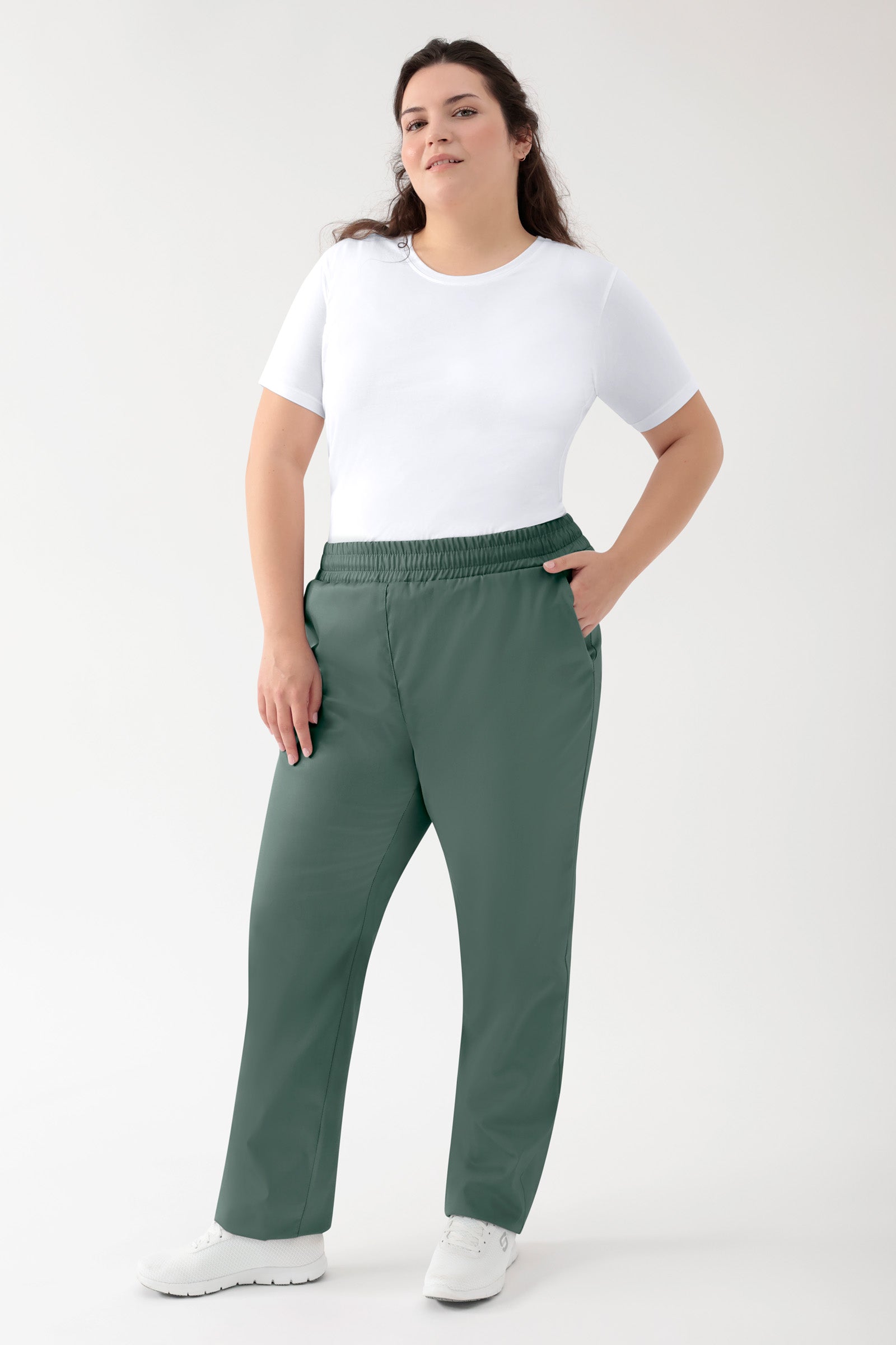 GREEN Stretch broek Unisex - elastische boord donkergroen