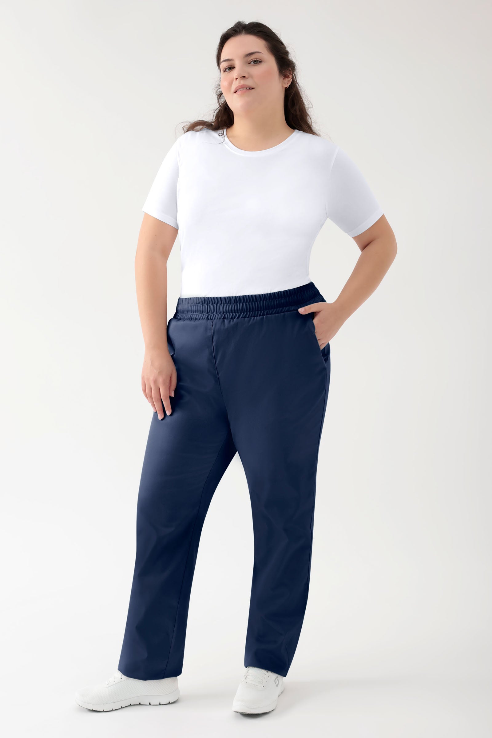 GREEN Stretch broek Unisex - elastische boord navy, Voorzijde view 