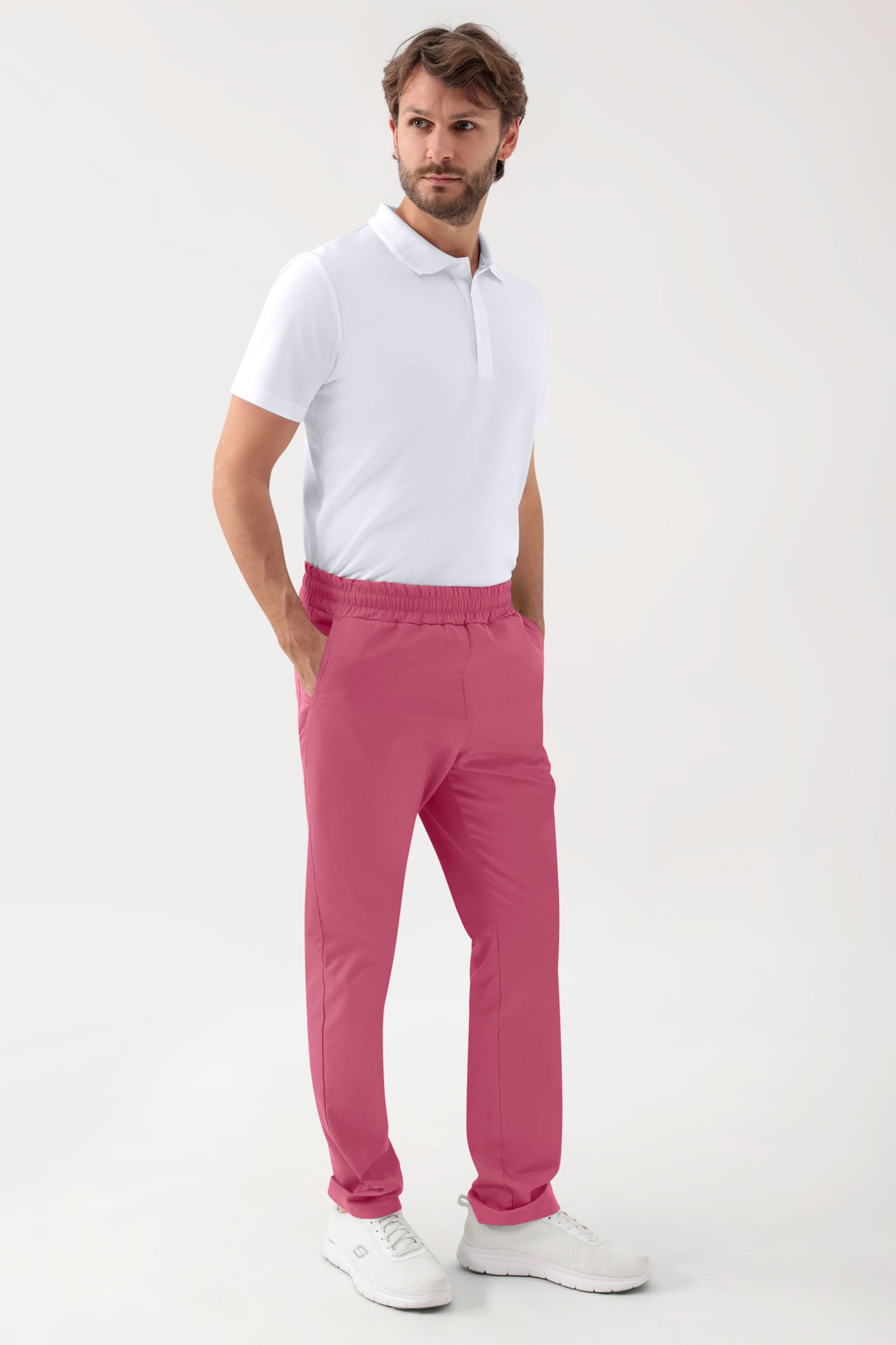 GREEN Stretch broek Unisex - elastische boord oud rose