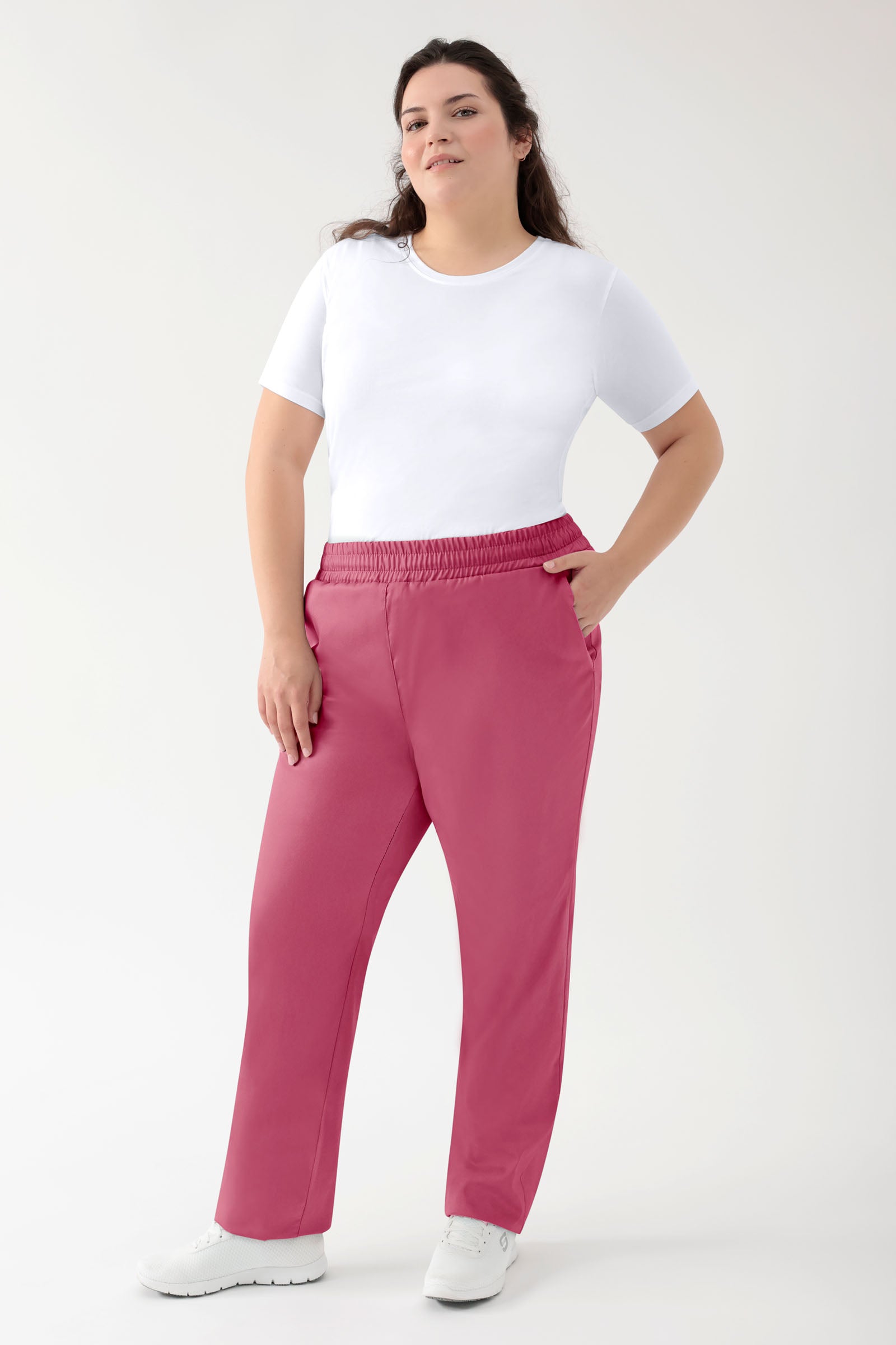 GREEN Stretch broek Unisex - elastische boord oud rose, Voorzijde view 