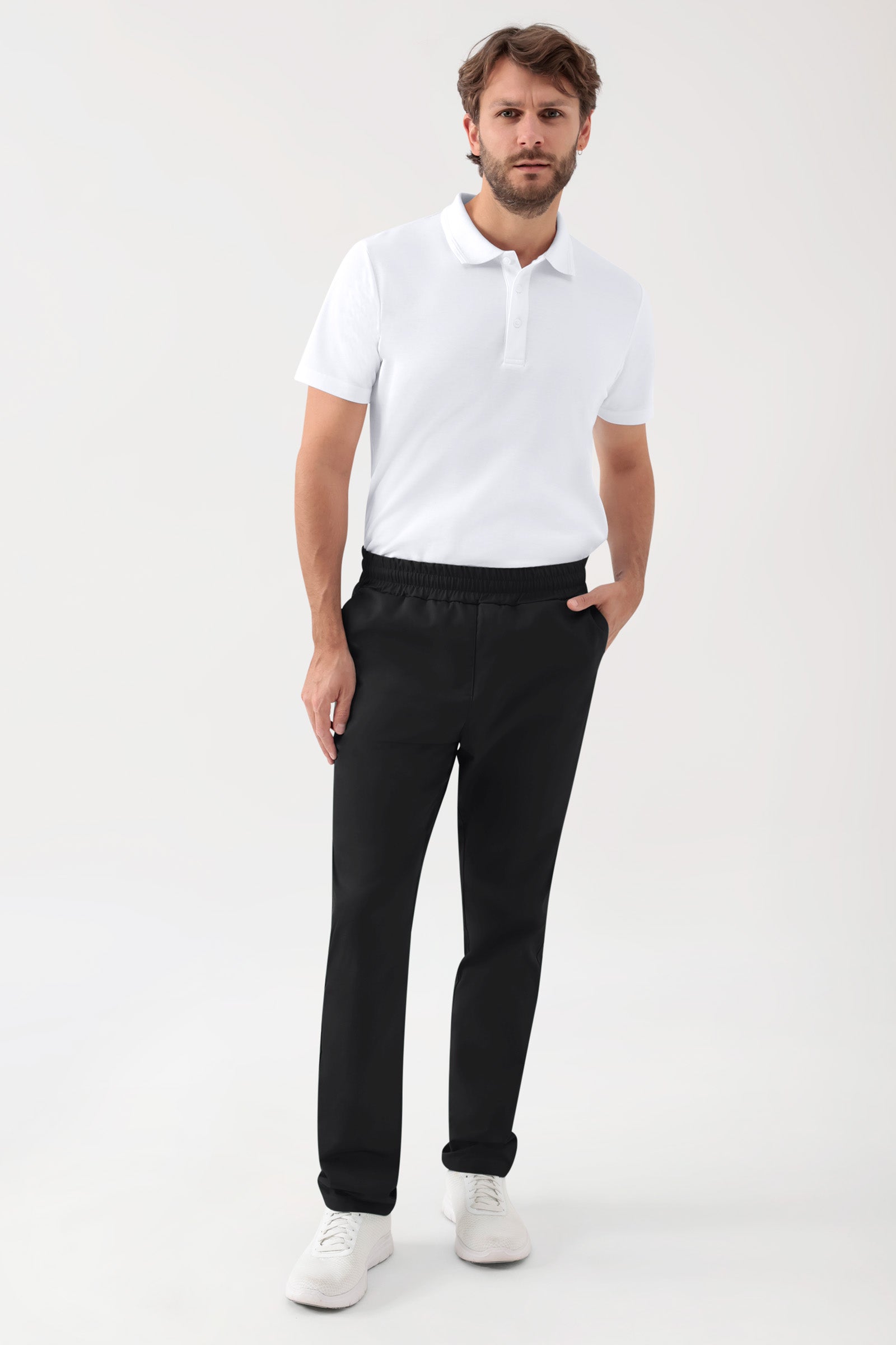 GREEN Stretch broek Unisex - elastische boord zwart, Voorzijde view 