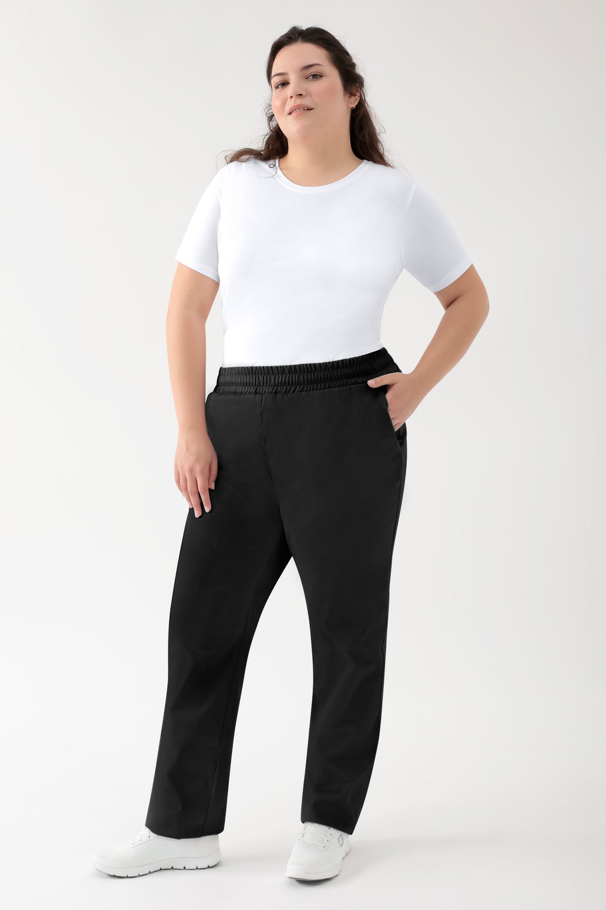 GREEN Stretch broek Unisex - elastische boord zwart, Voorzijde view 