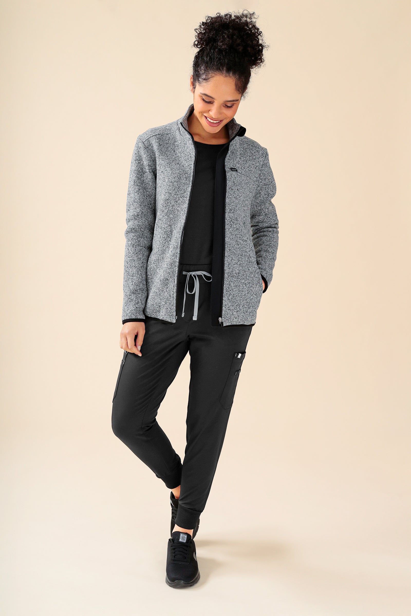 KAERE Fleecejack unisex - met ritssluiting grijs melange