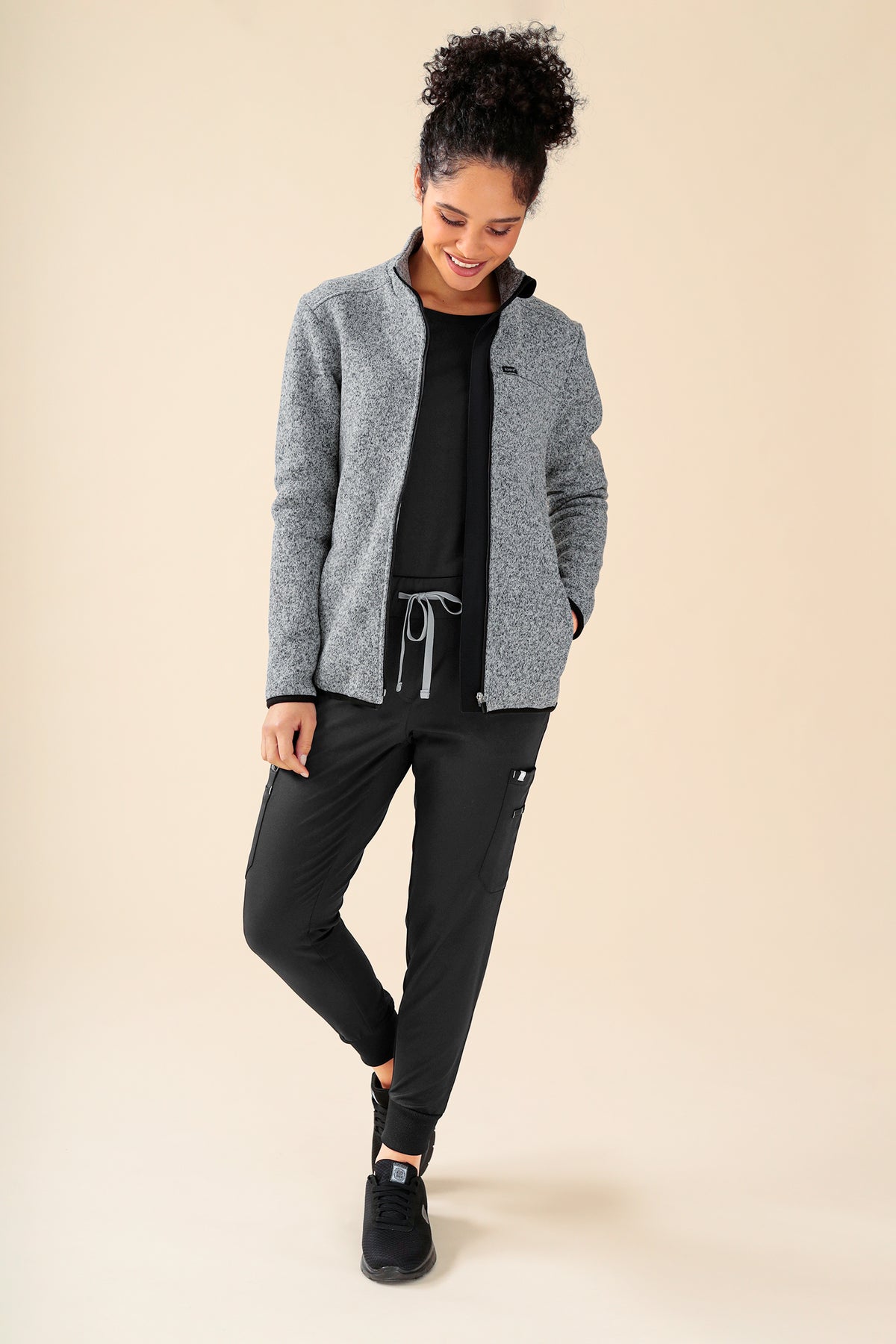 KAERE Fleecejack unisex - met ritssluiting grijs melange